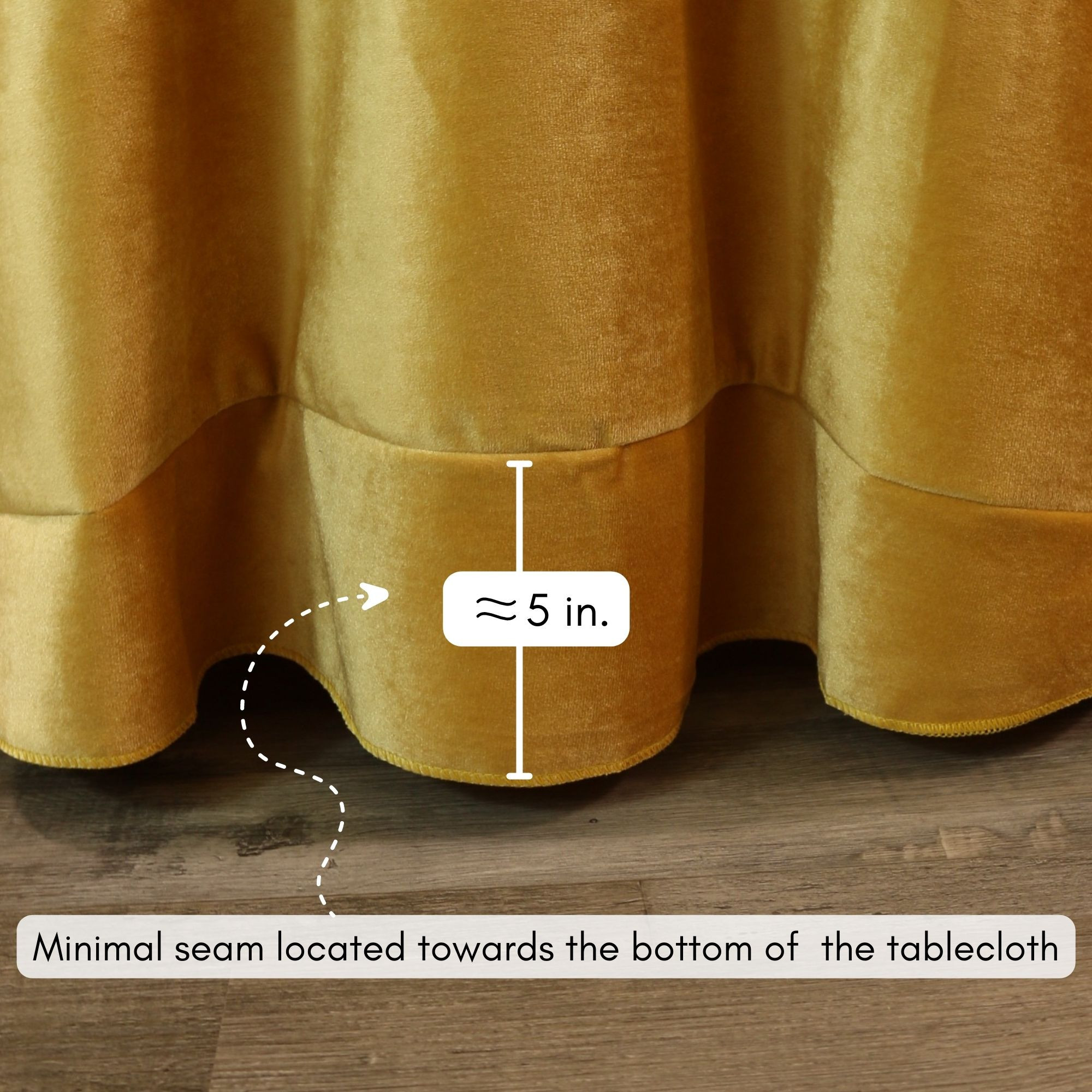 120 Inch Round Velvet Tablecloth Gold Seam