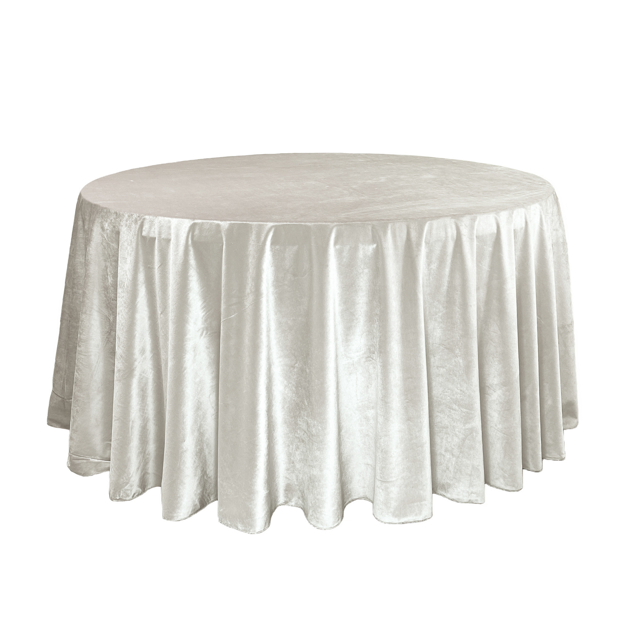 120 Inch Round Velvet Tablecloth Ivory