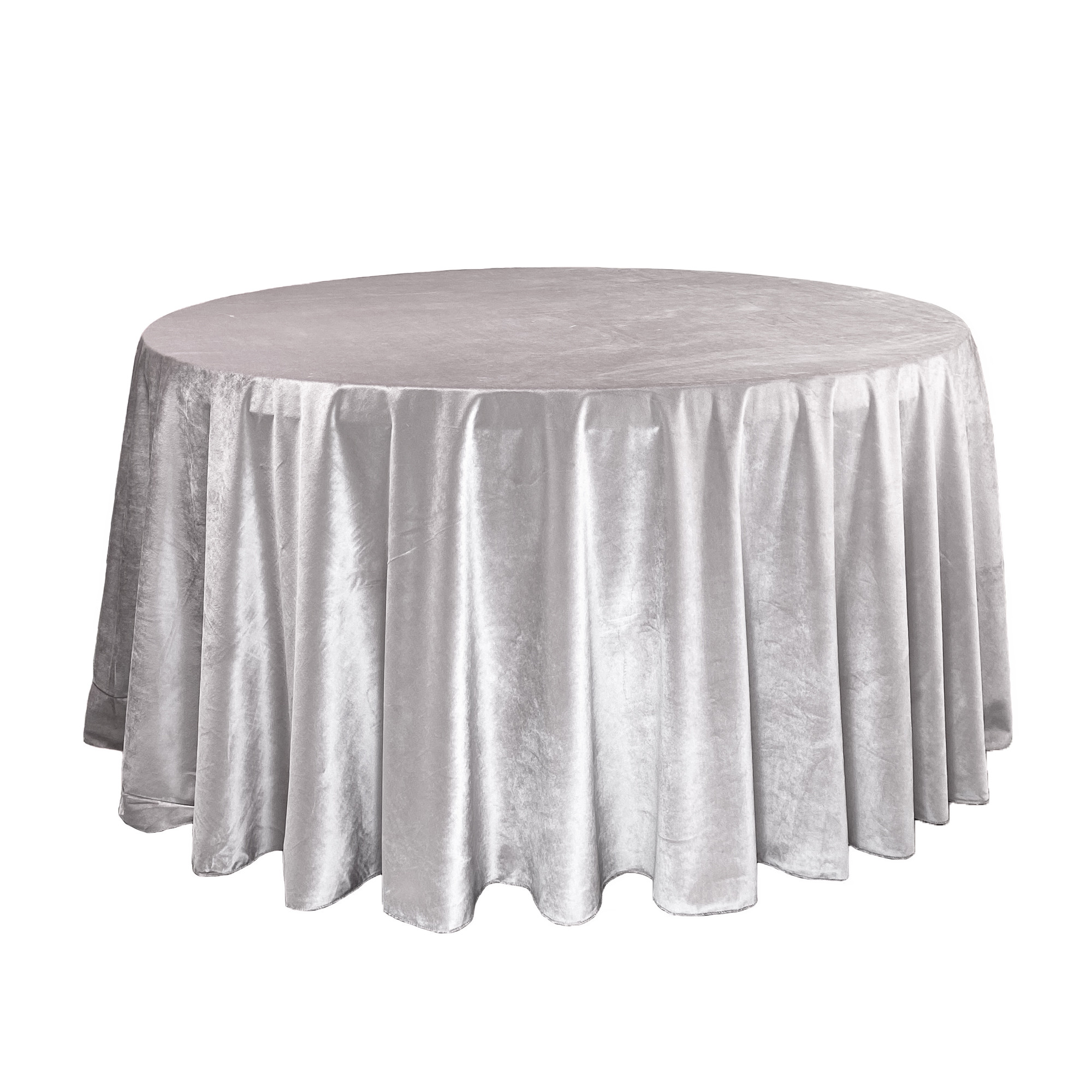 120 Inch Round Velvet Tablecloth Gray