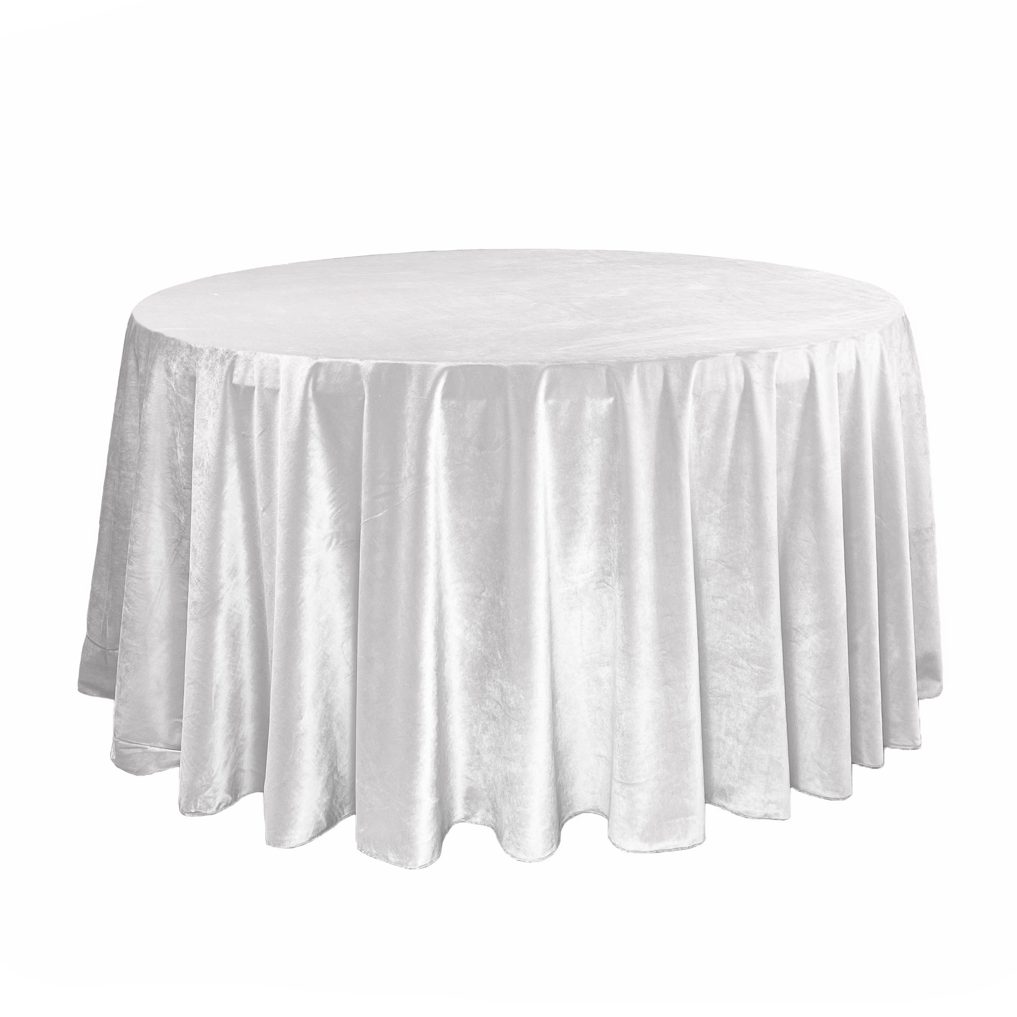 120 Inch Round Velvet Tablecloth White