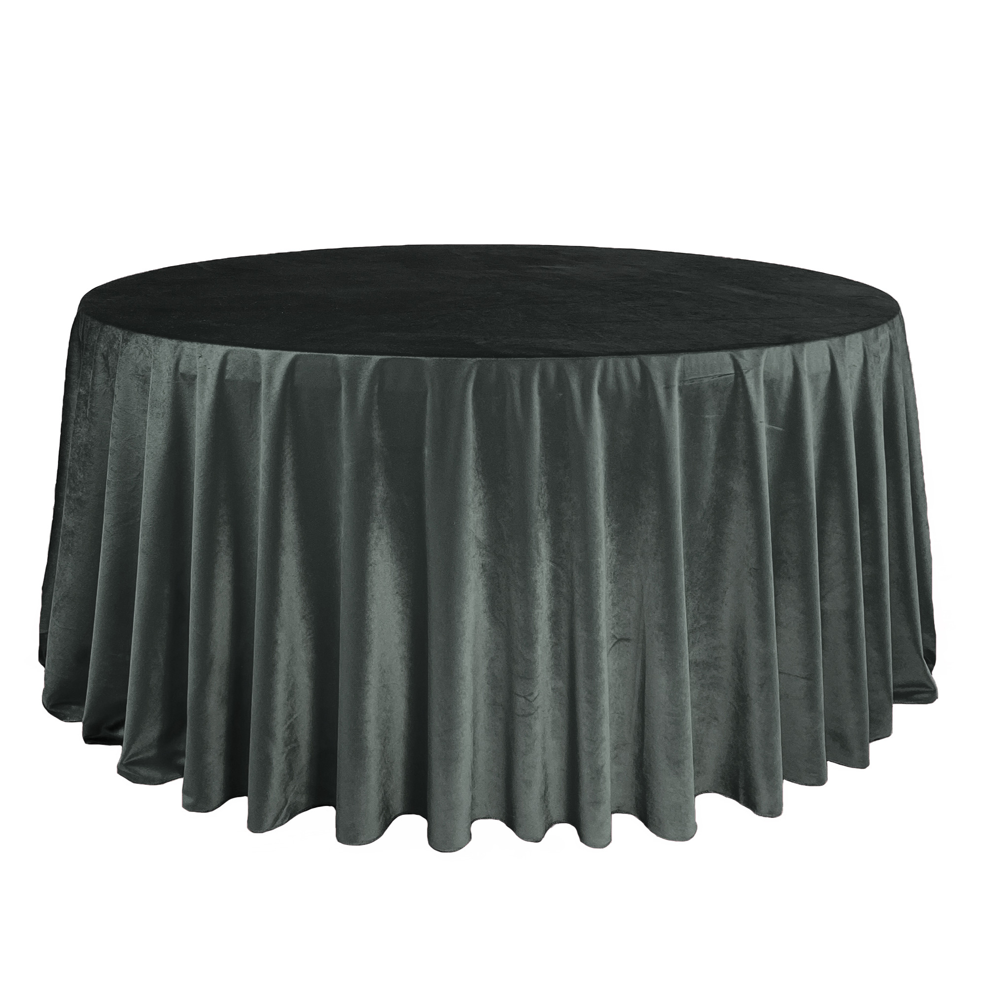 132 Inch Round Velvet Tablecloth Black