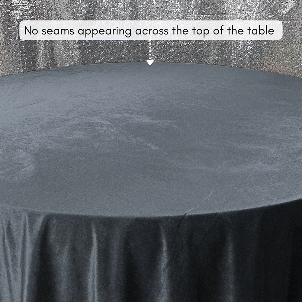 132 Inch Round Velvet Tablecloth Black Top