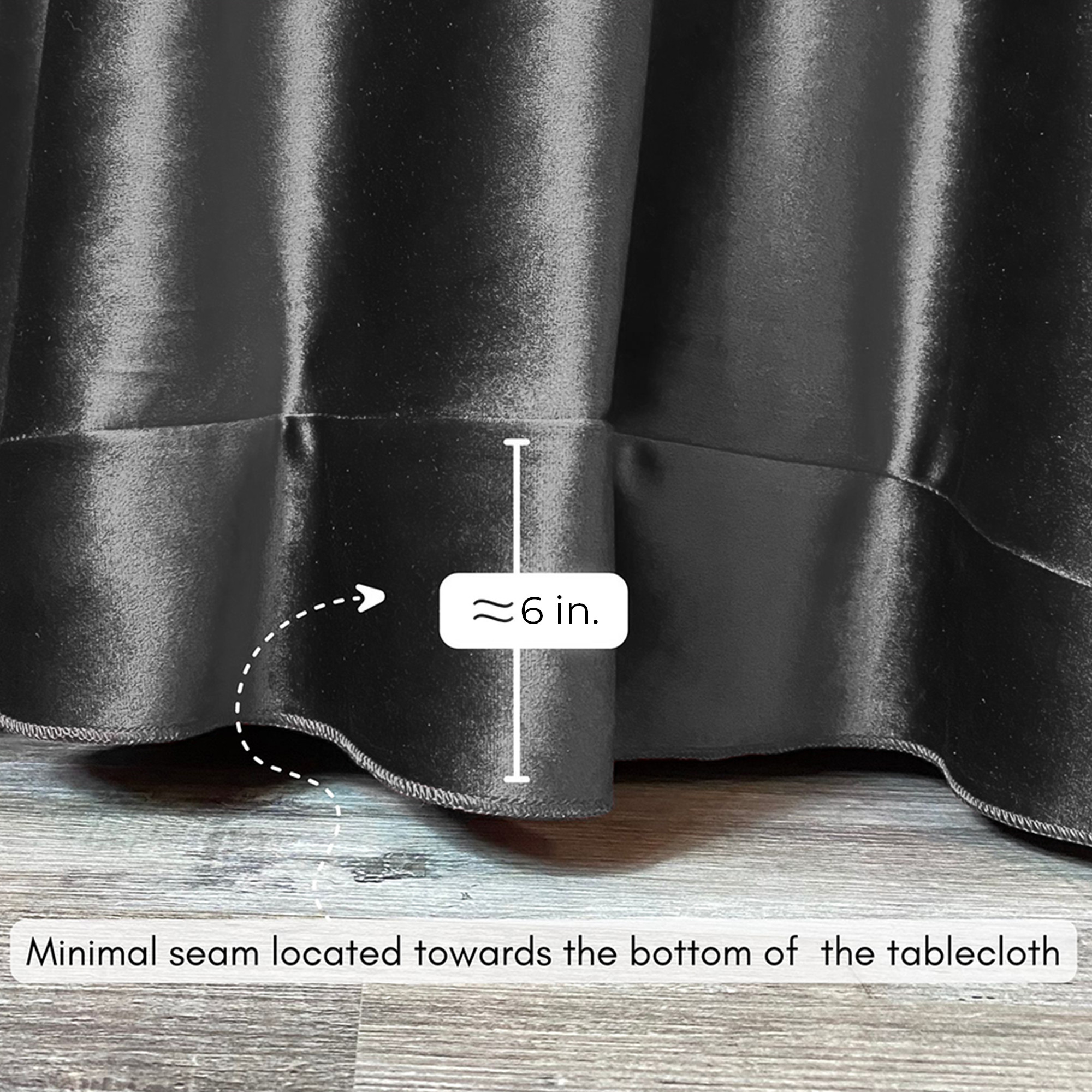 132 Inch Round Velvet Tablecloth Black Bottom Seam