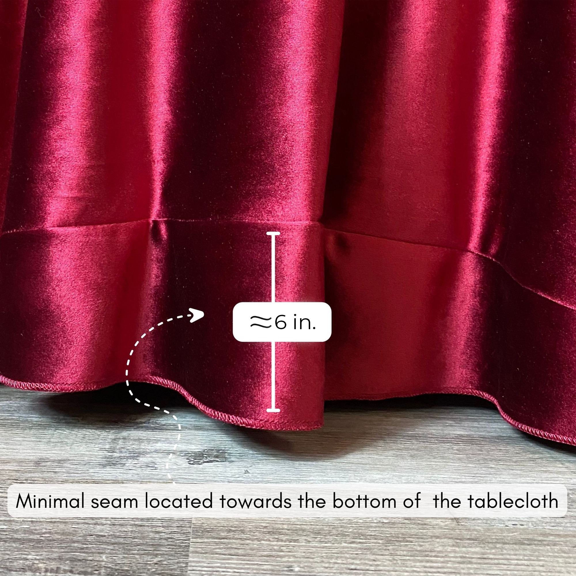 132 Inch Round Velvet Tablecloth Black Bottom Seam