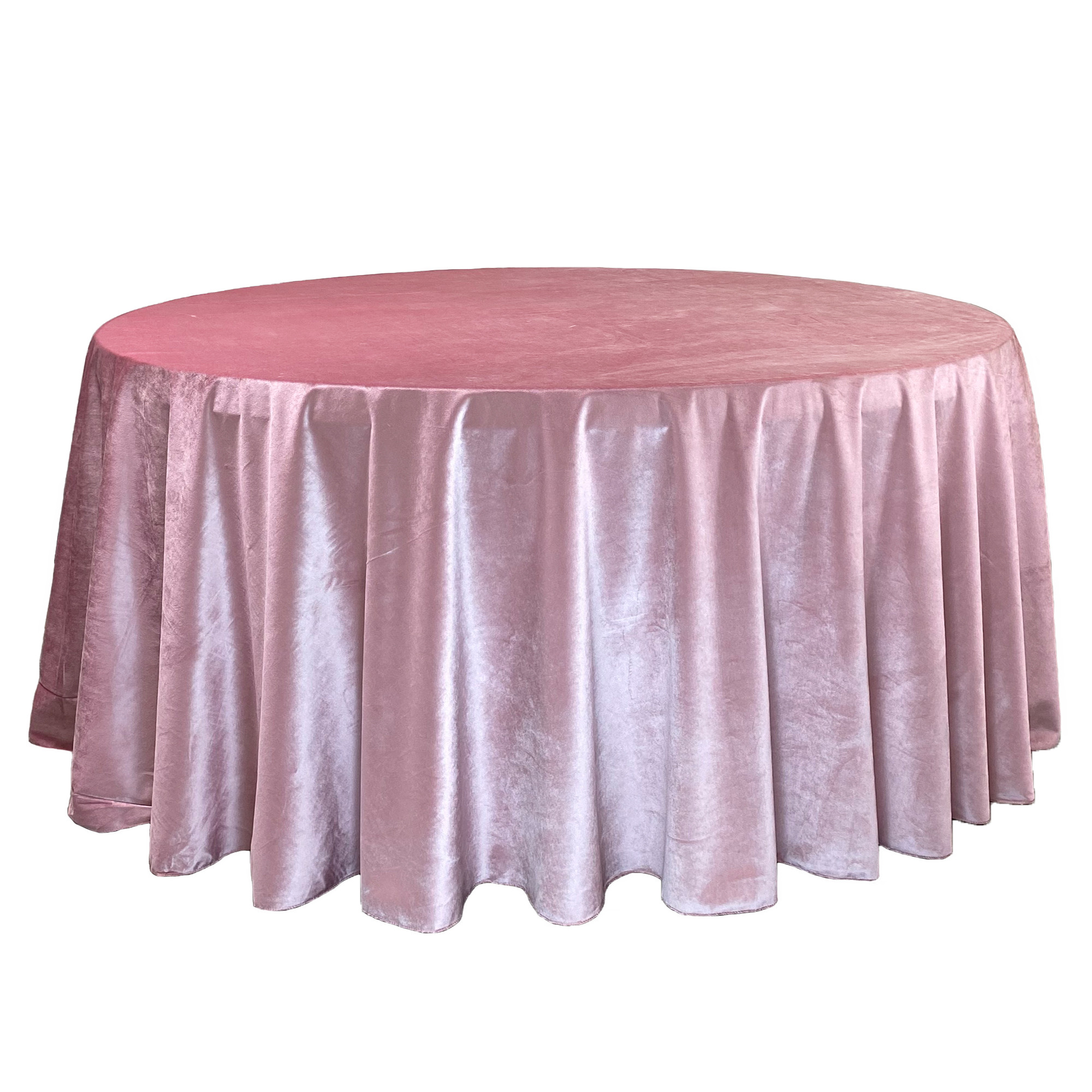 132 Inch Round Velvet Tablecloth Dusty Rose