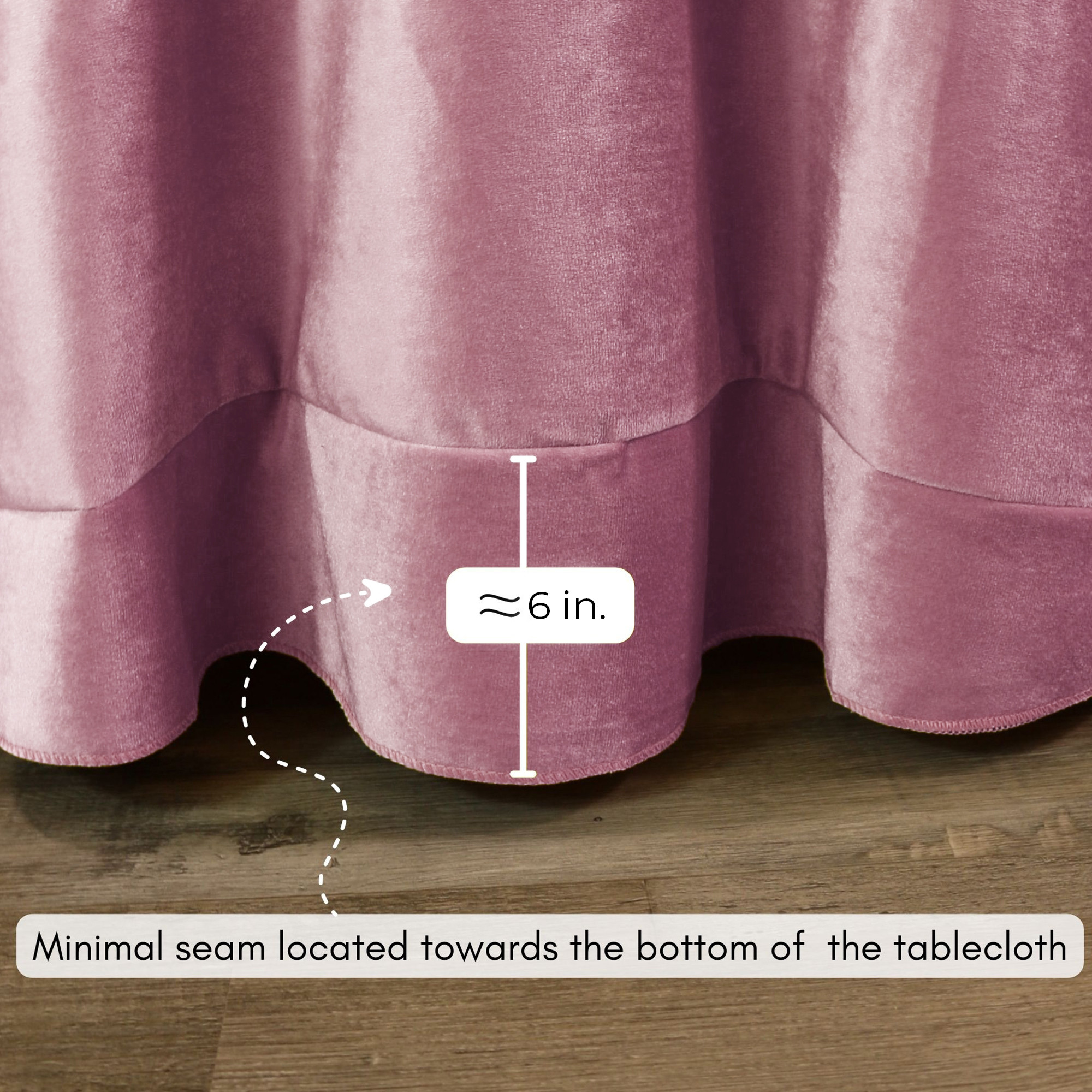 132 Inch Round Velvet Tablecloth Dusty Rose Bottom Seam