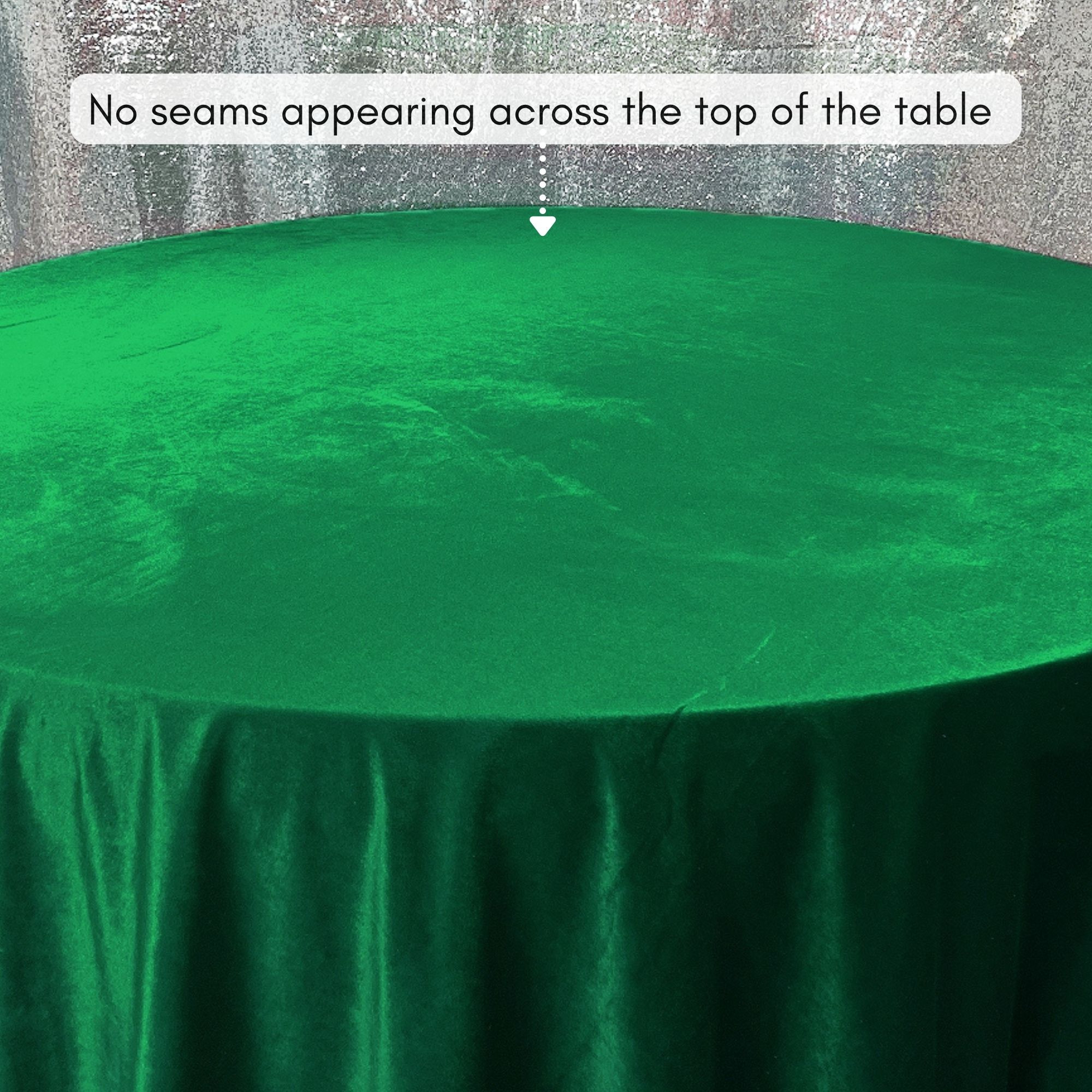 132 Inch Round Velvet Tablecloth Emerald Green Top