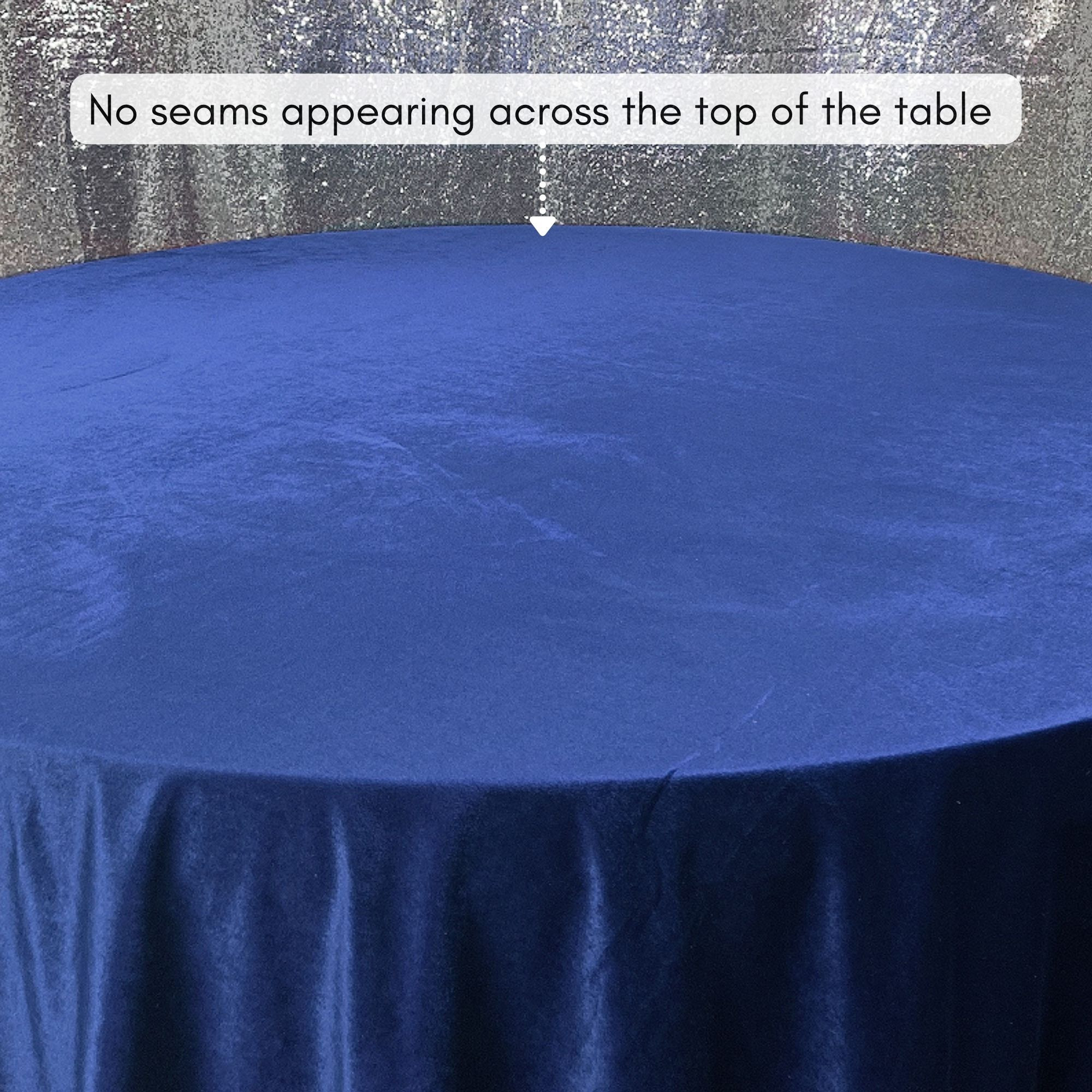 132 Inch Round Velvet Tablecloth Navy Blue Top