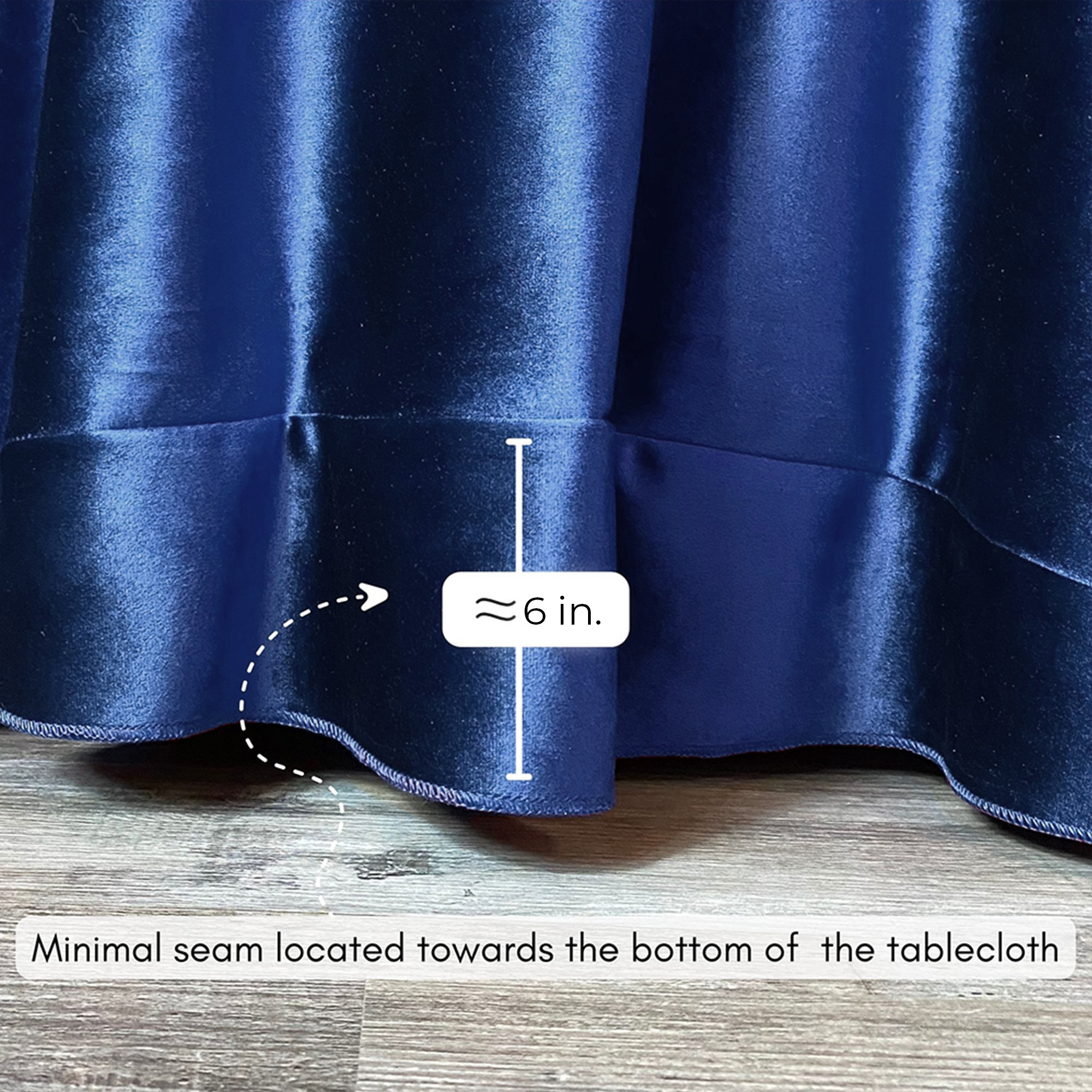 132 Inch Round Velvet Tablecloth Navy Blue Bottom Seam