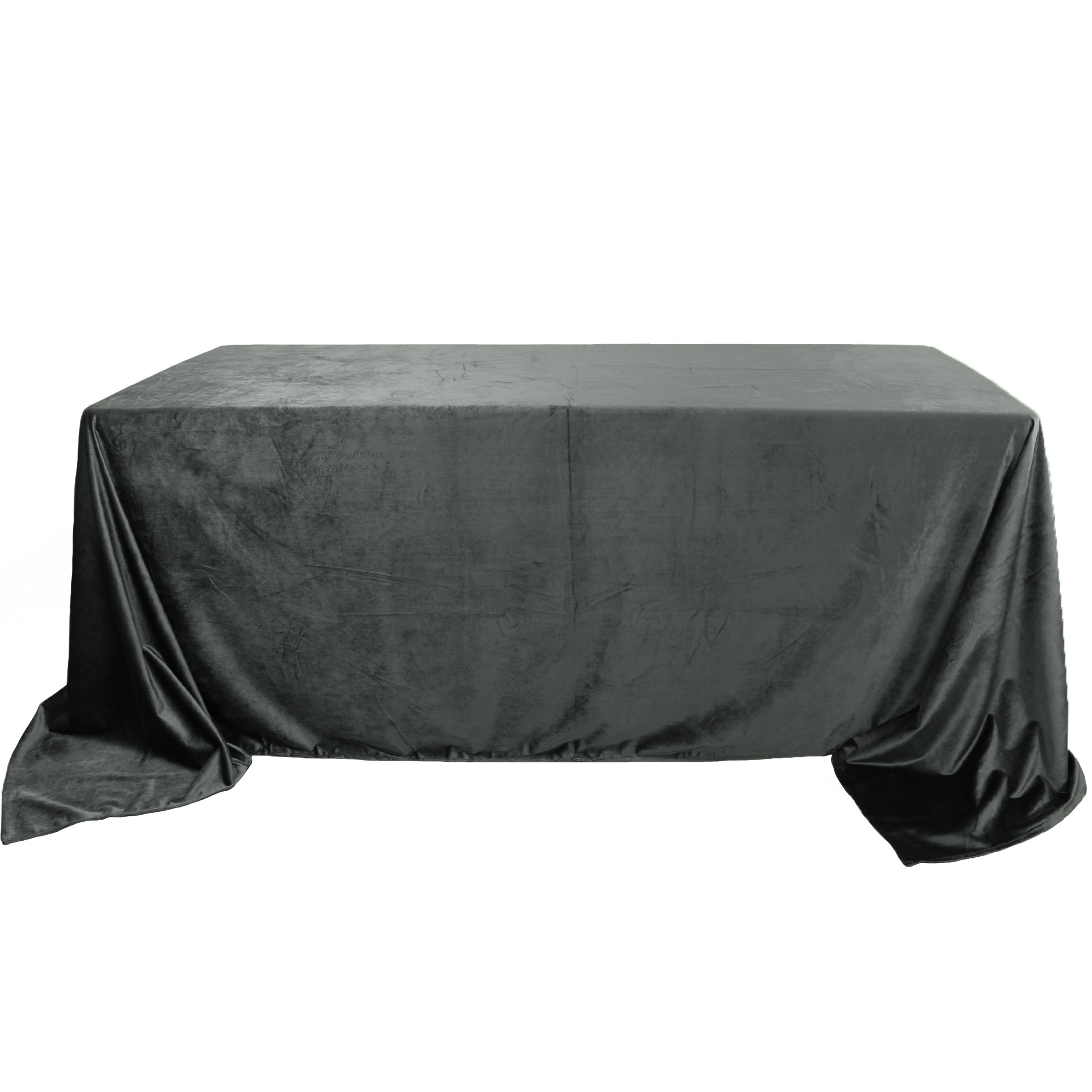 90 x 132 Inch Rectangular Velvet Tablecloth Black Front View
