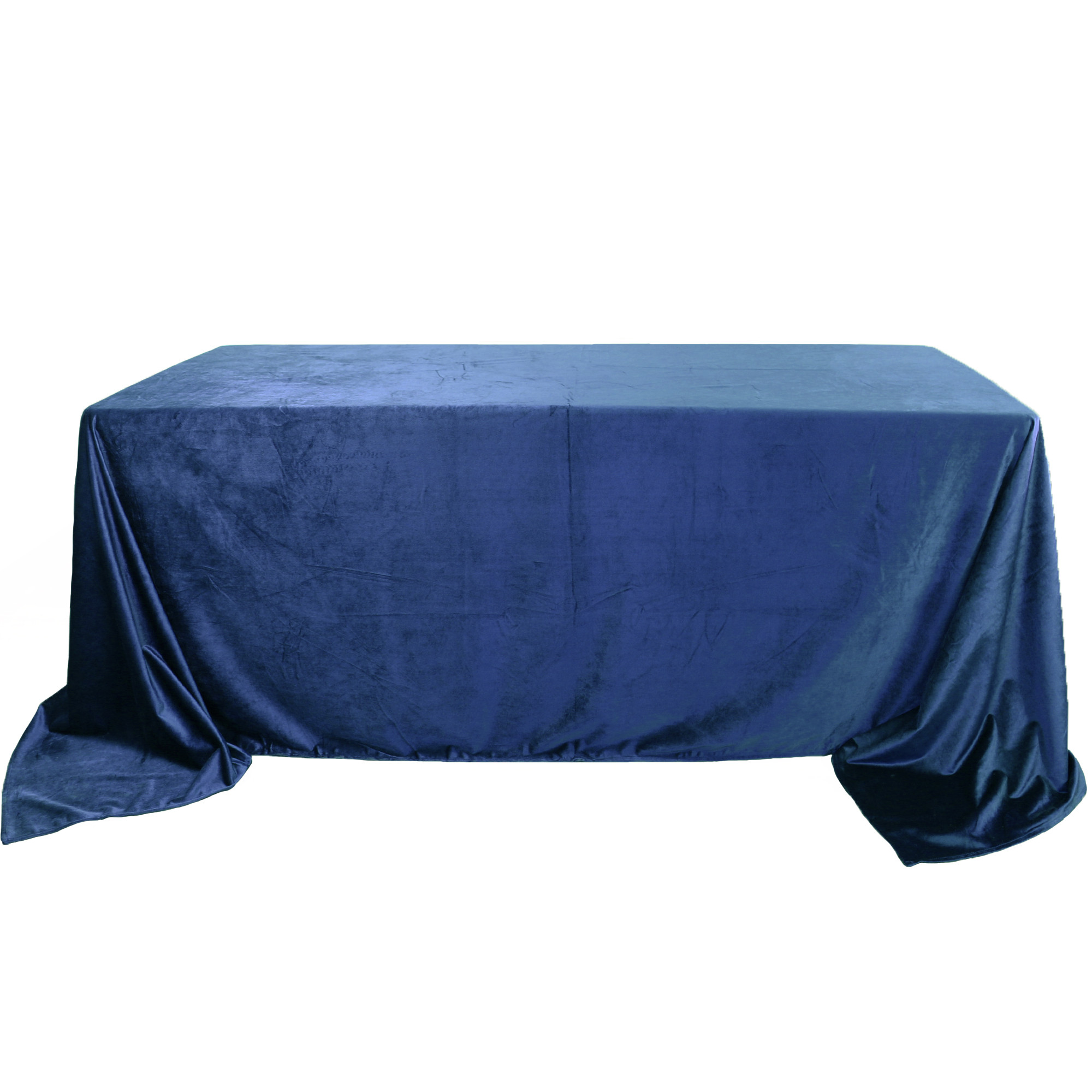 90 x 132 Inch Rectangular Velvet Tablecloth Navy Blue Front View