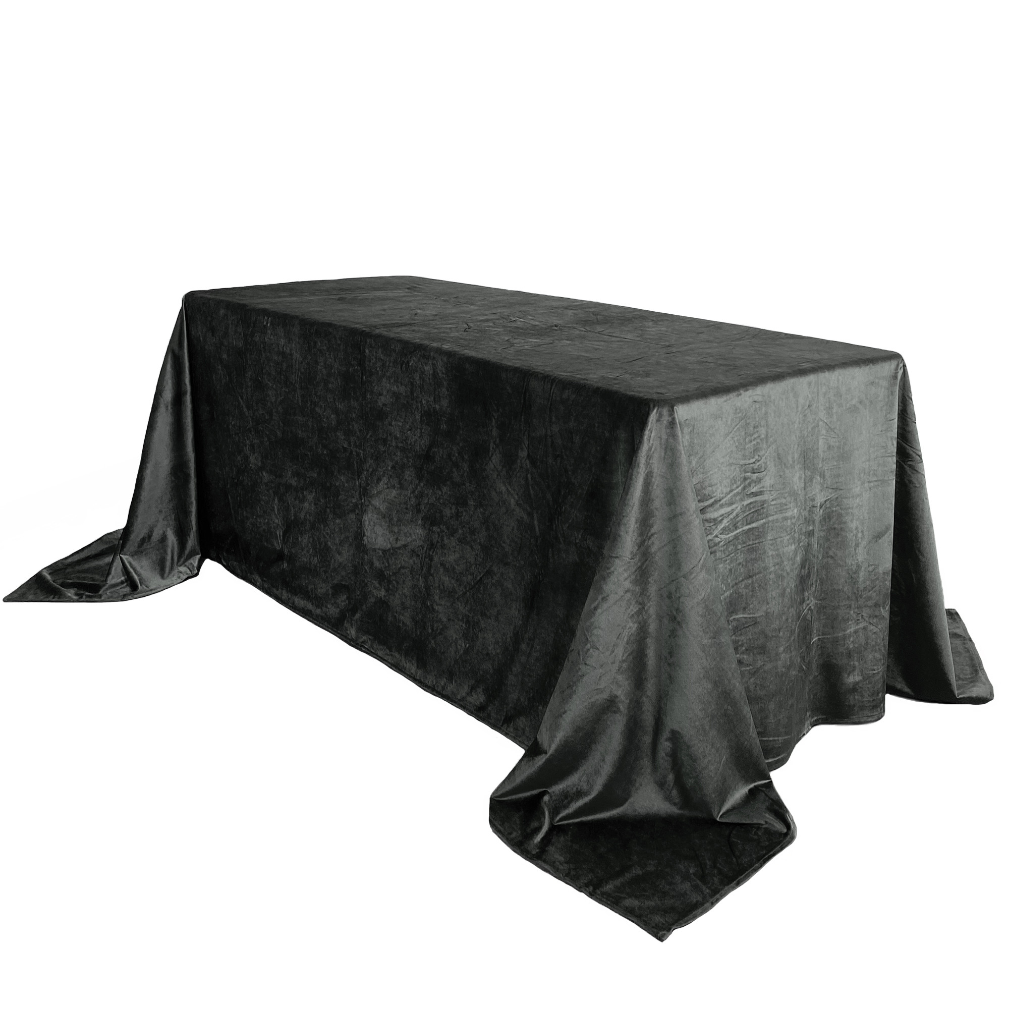 90 x 132 Inch Rectangular Velvet Tablecloth Black