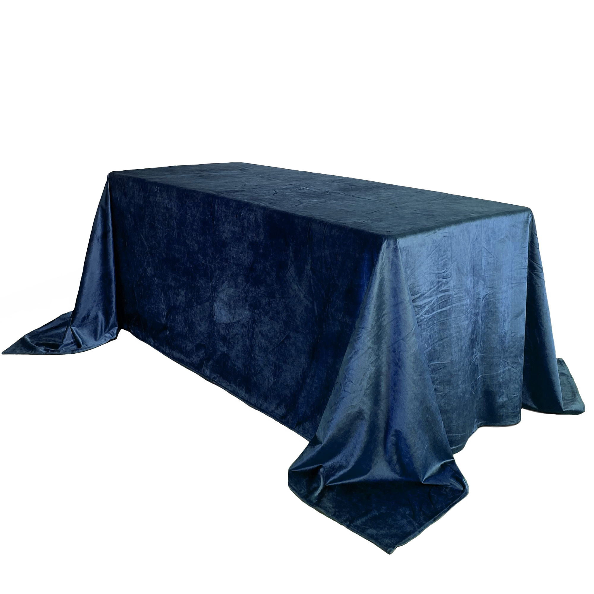 90 x 156 Inch Rectangular Velvet Tablecloth Navy Blue