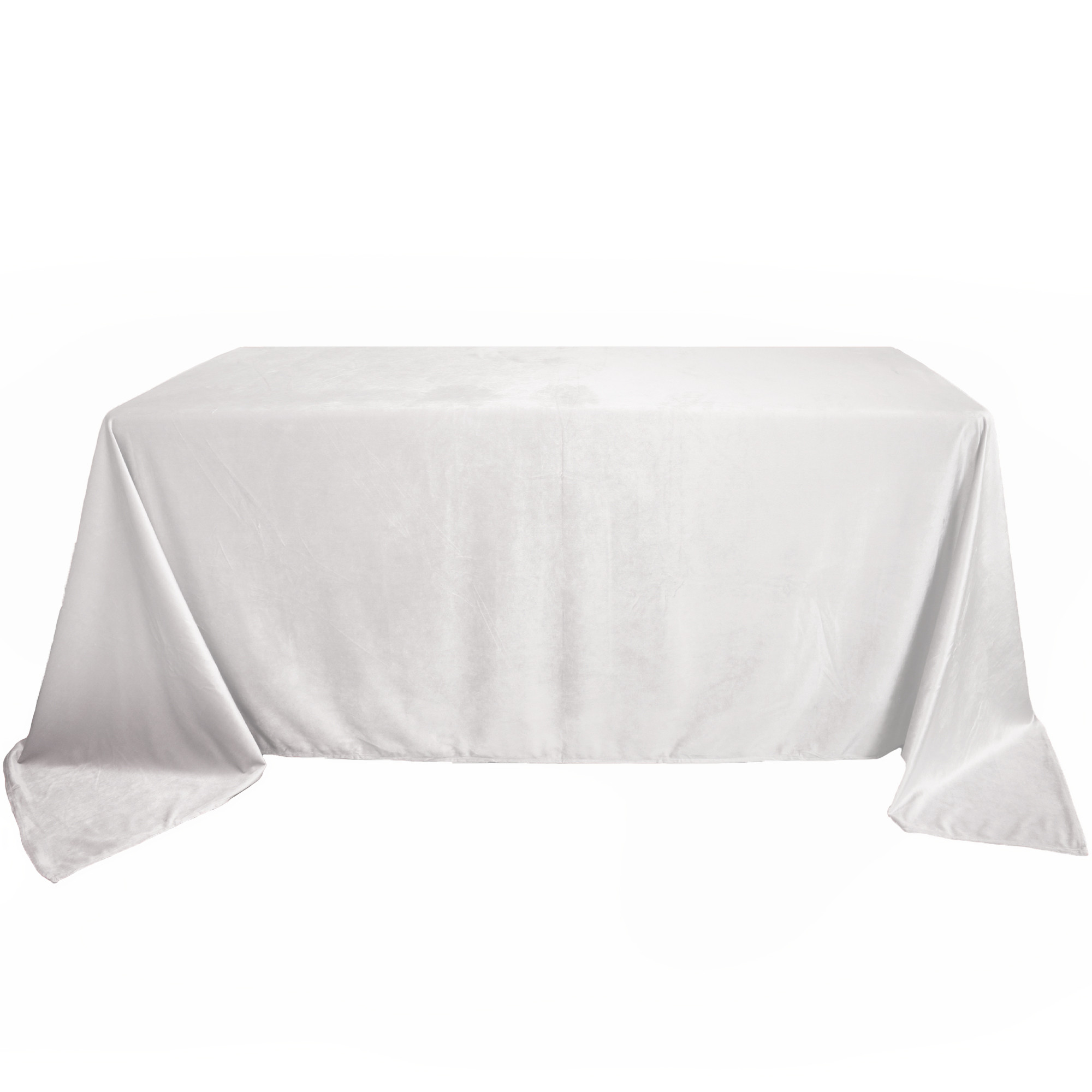 90 x 156 Inch Rectangular Velvet Tablecloth White Front View
