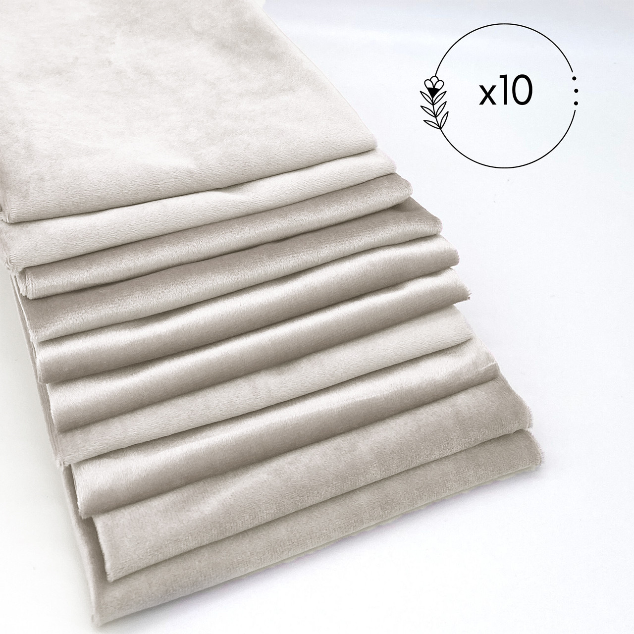 10 Pack 20 Inch Velvet Cloth Napkins Ivory