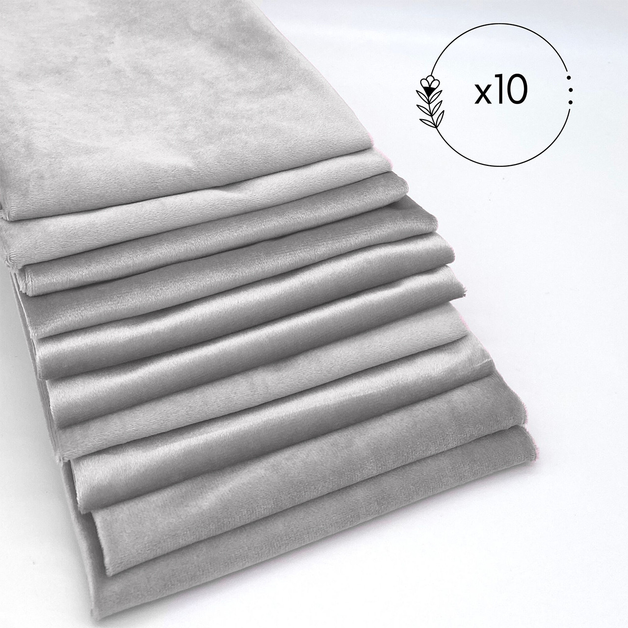 10 Pack 20 Inch Velvet Cloth Napkins Gray