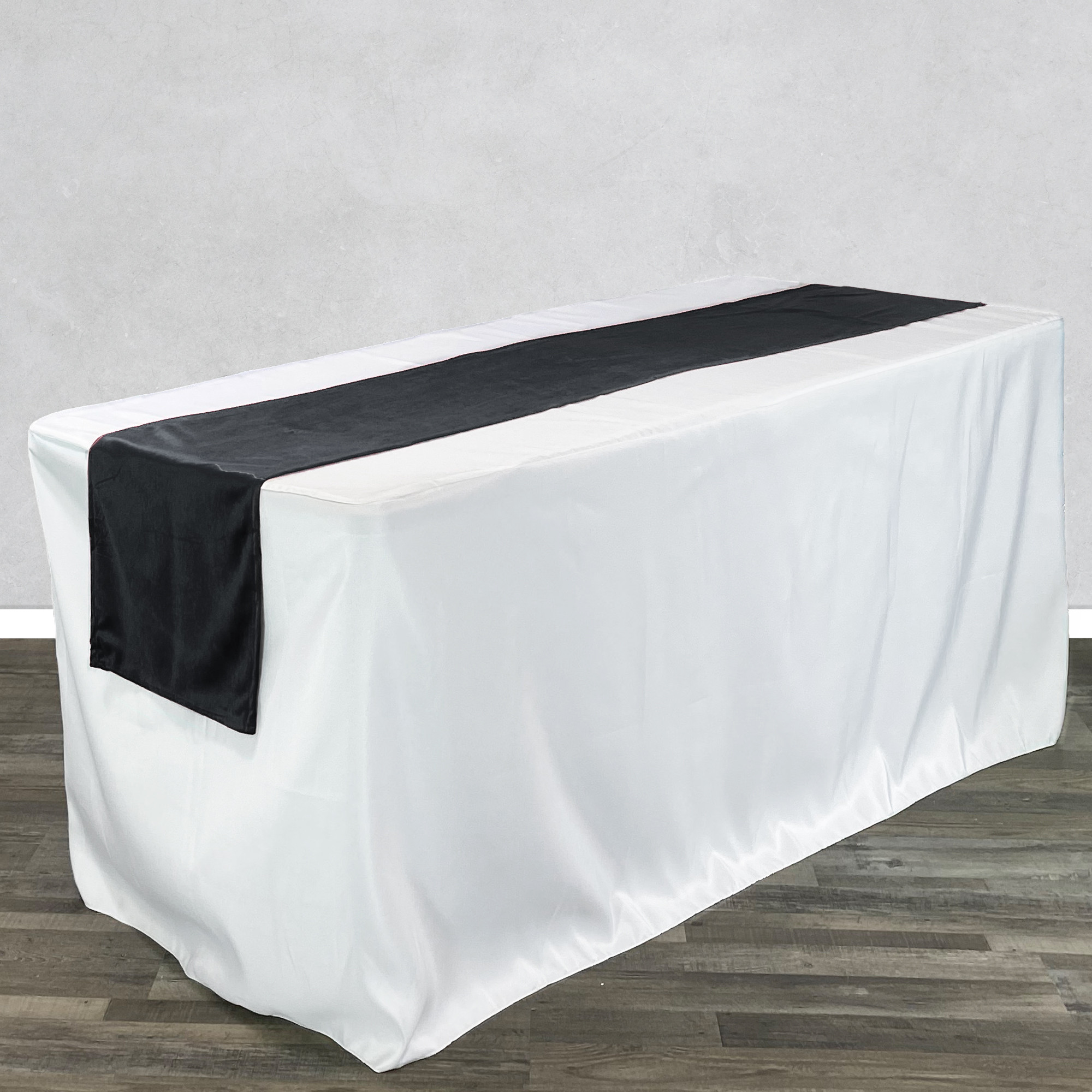 14 x 108 Inch Velvet Table Runner Black on rectangular table
