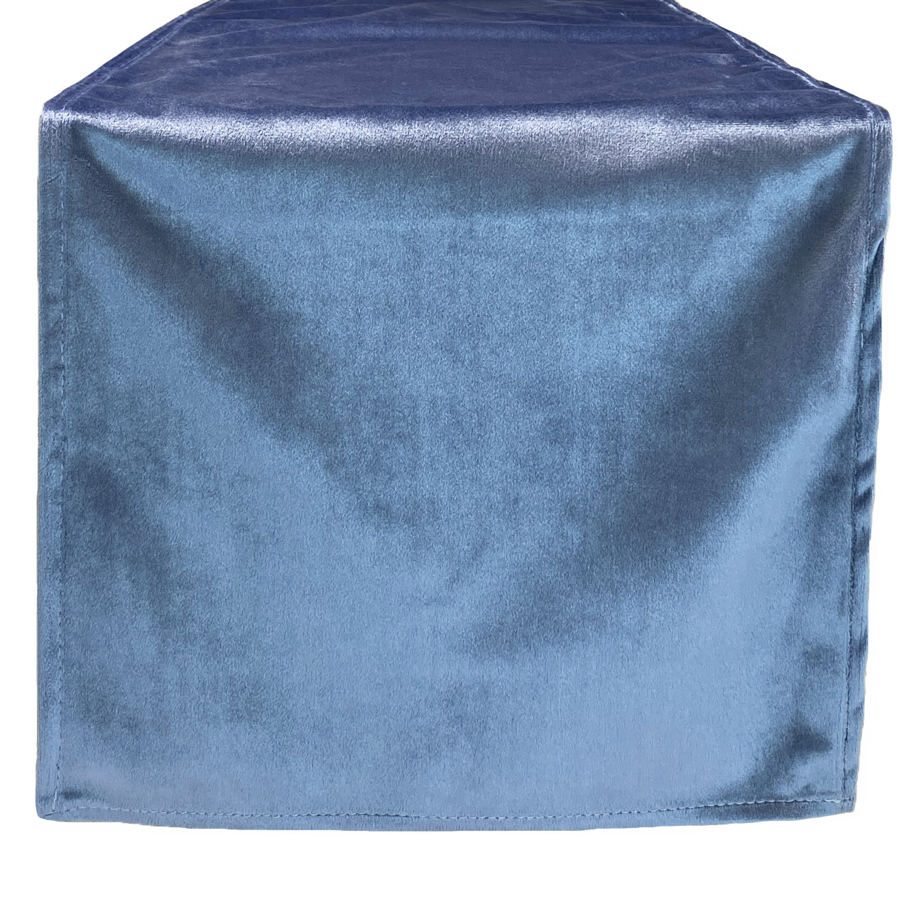14 x 108 Inch Velvet Table Runner Dusty Blue Front