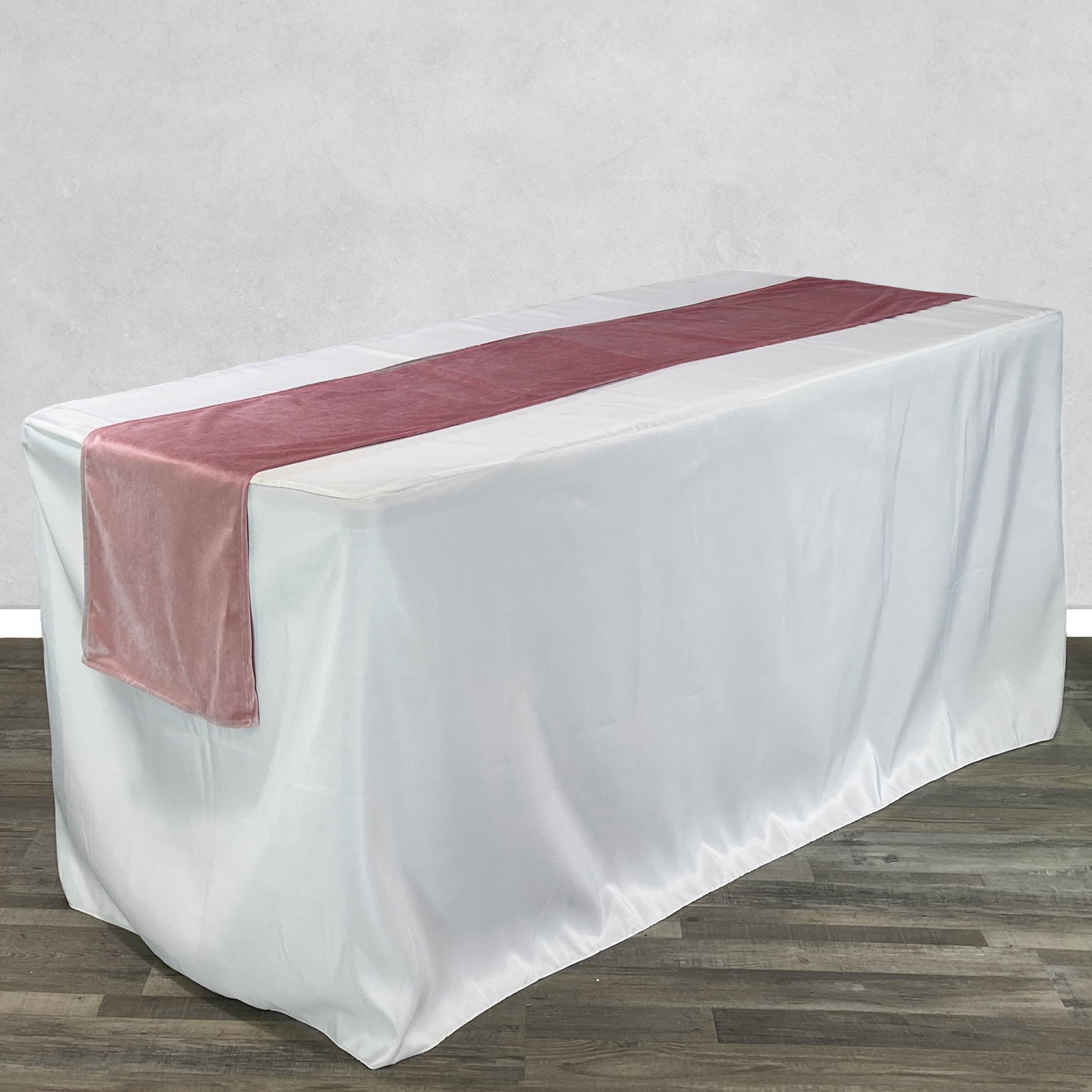 14 x 108 Inch Velvet Table Runner Gold  on rectangular table