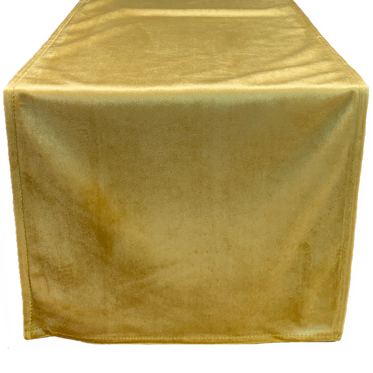 14 x 108 Inch Velvet Table Runner Gold Front View