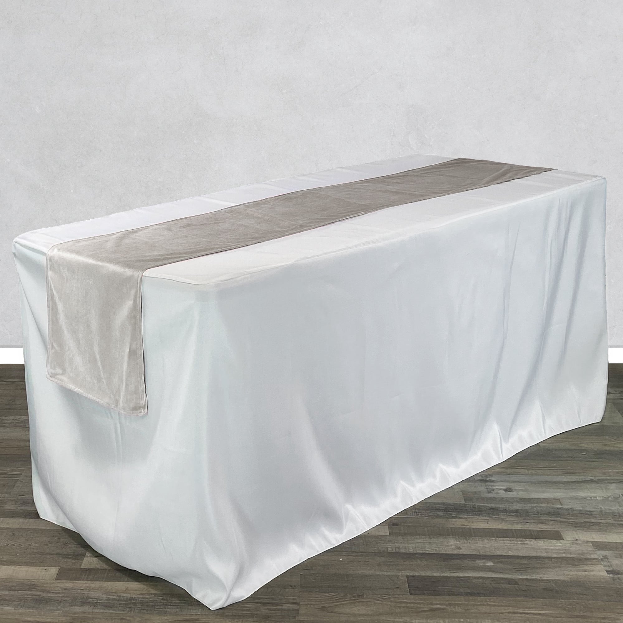14 x 108 Inch Velvet Table Runner Ivory on rectangular