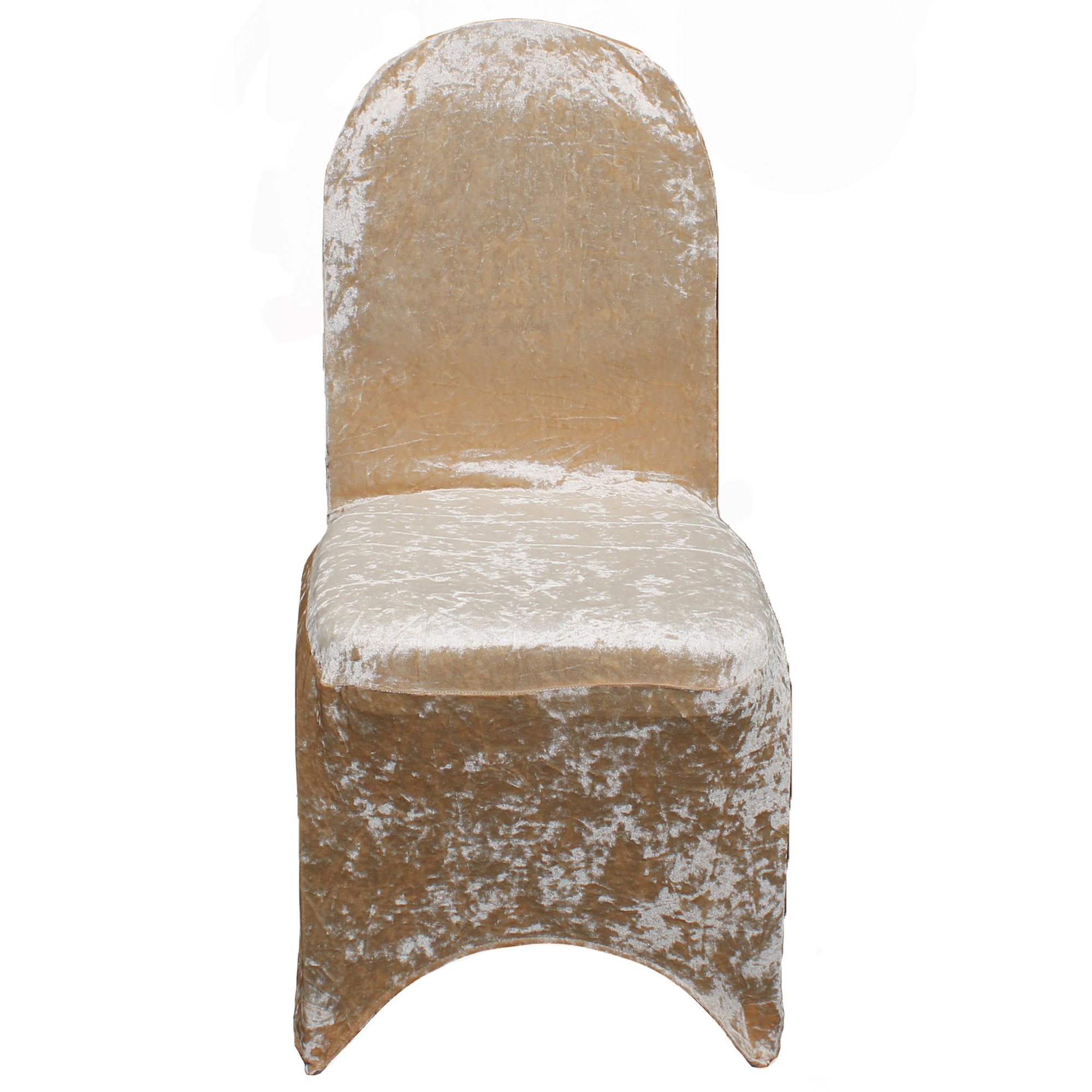 Velvet Spandex Banquet Chair Cover Champagne front