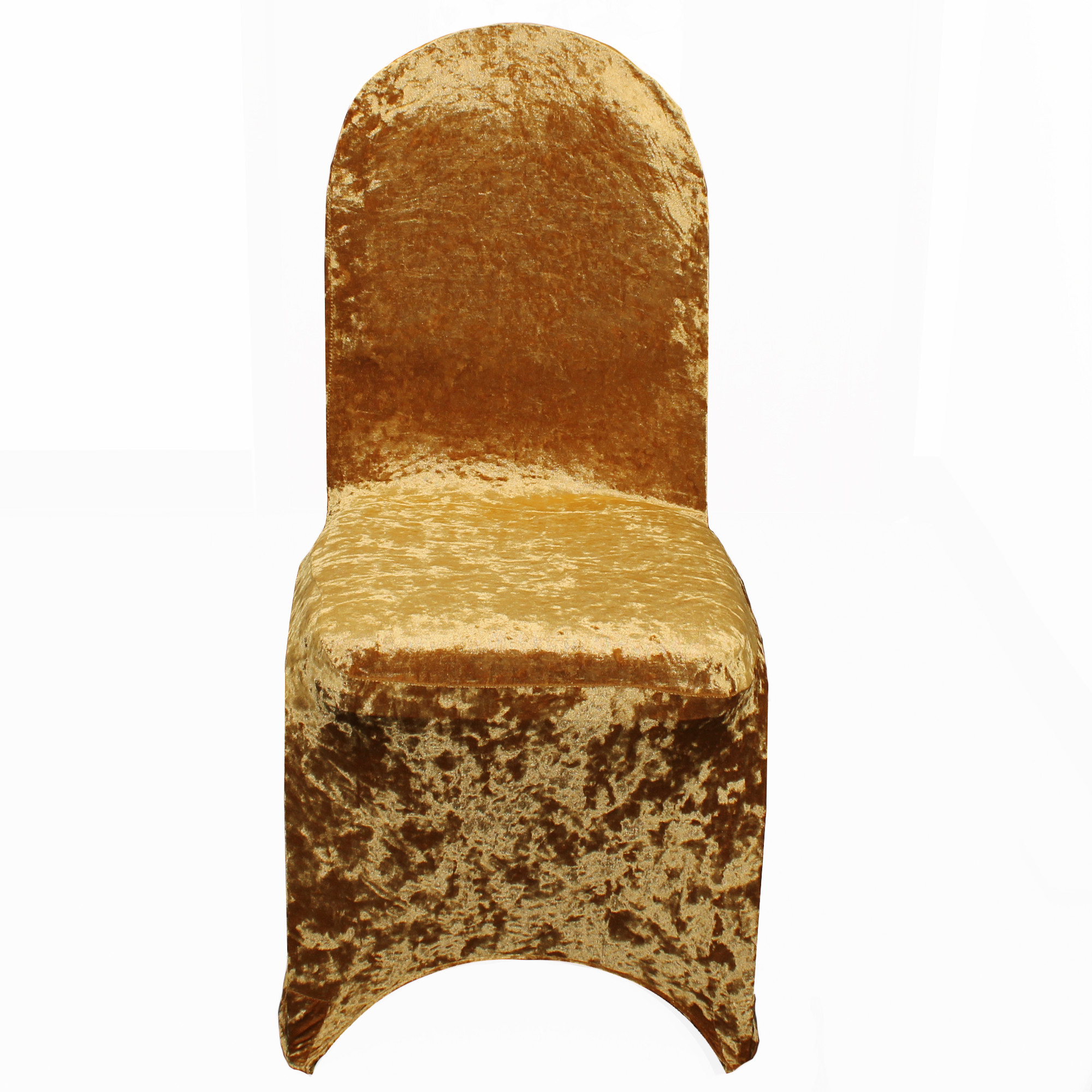 Velvet Spandex Banquet Chair Cover Gold front