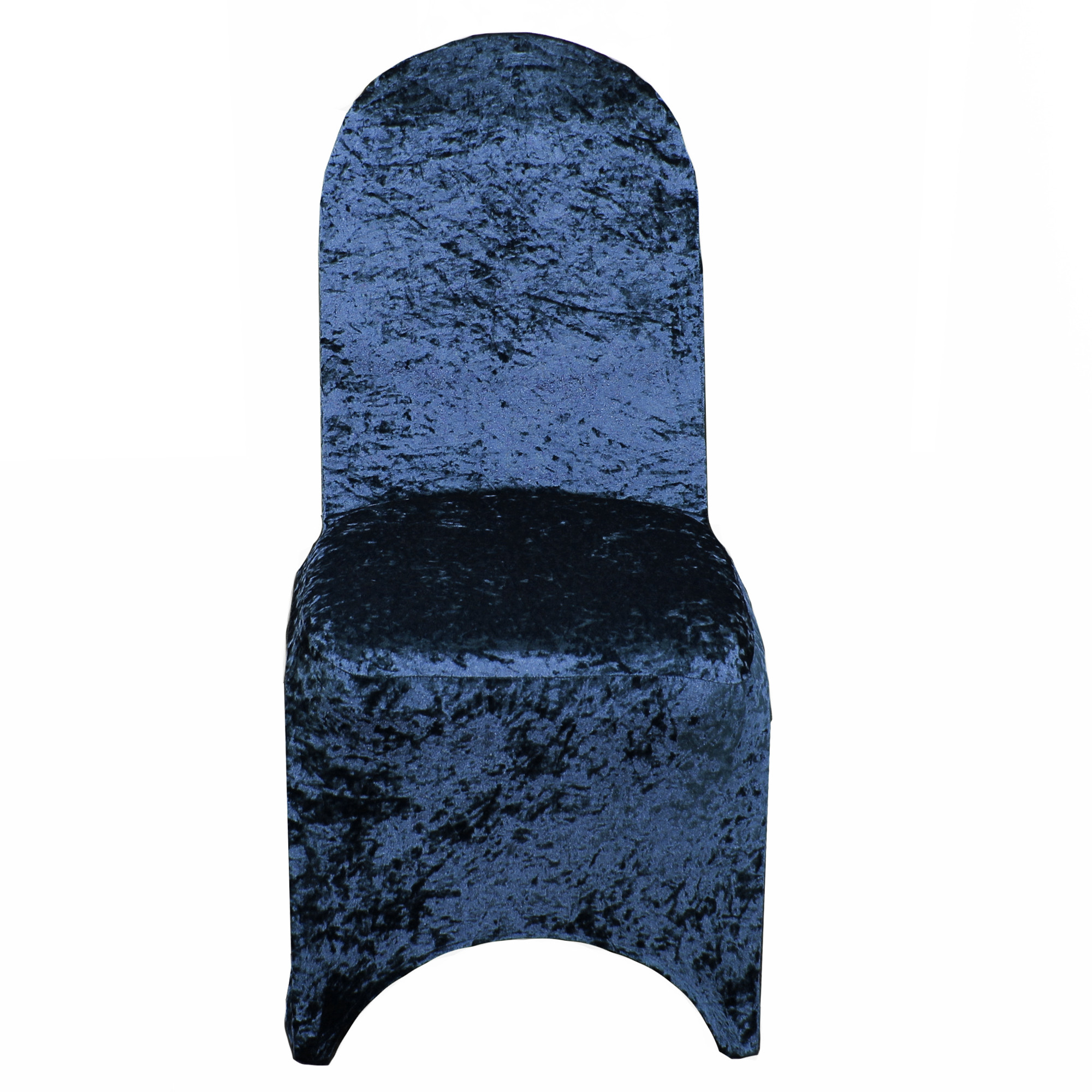 Velvet Spandex Banquet Chair Cover Navy Blue front