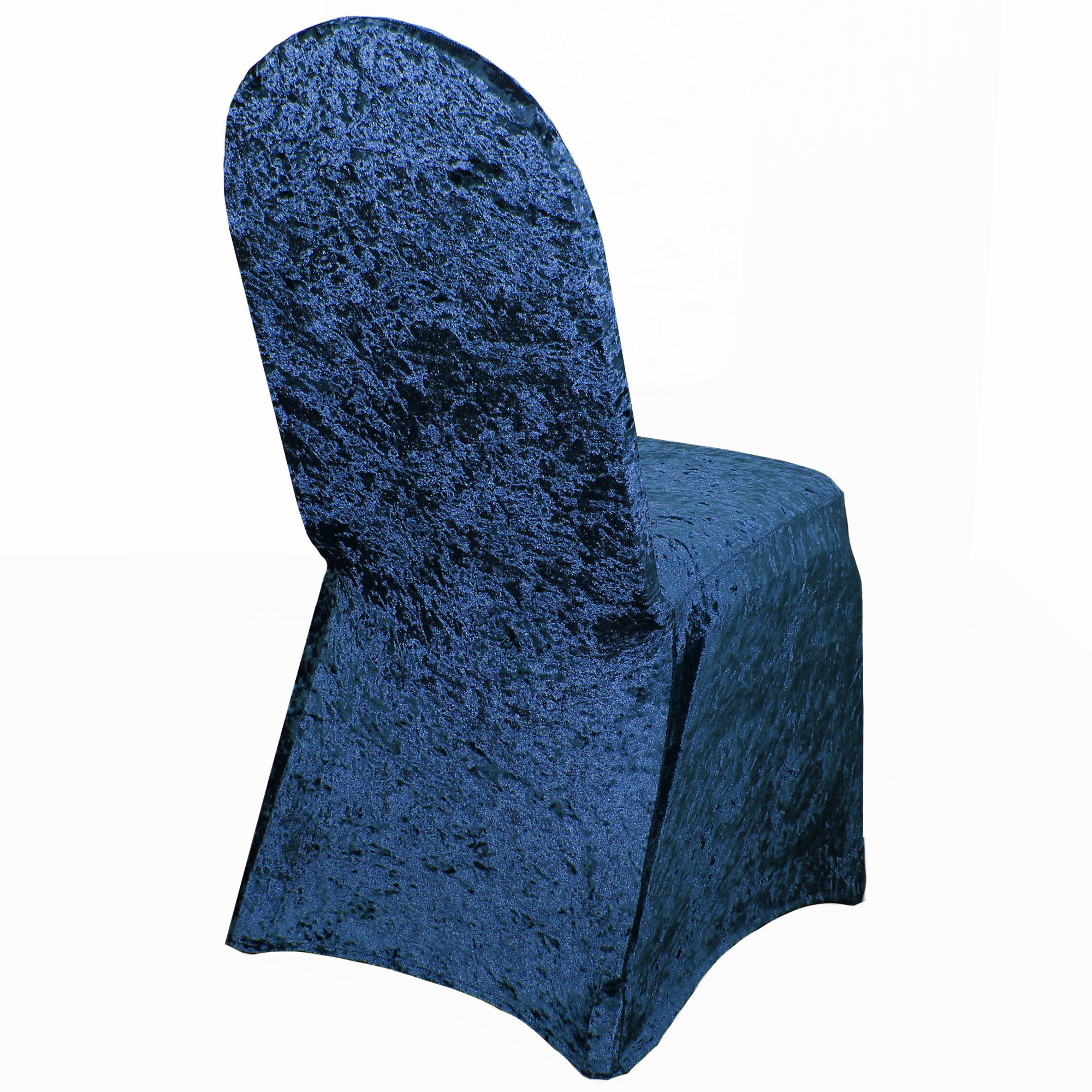 Velvet Spandex Banquet Chair Cover Navy Blue bacl
