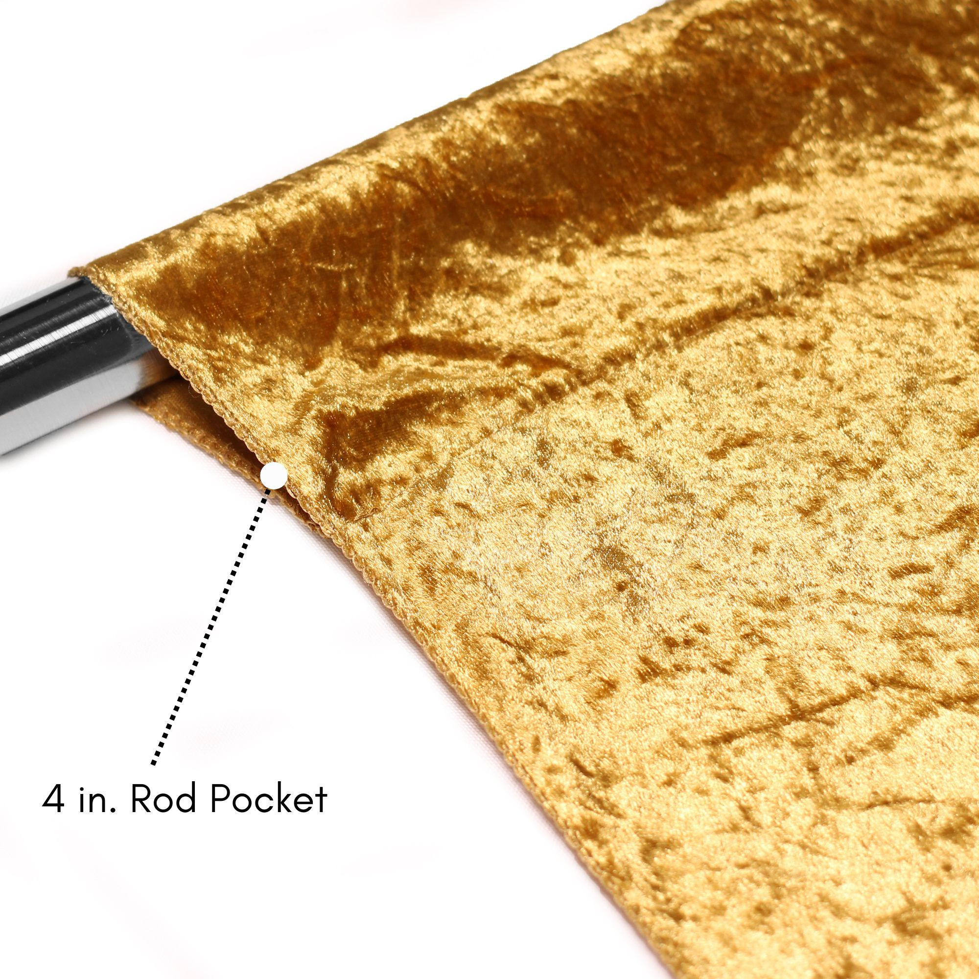 Velvet 8 ft x 60 Inch Drape with 4 Inch Pocket Gold Rod Pocket