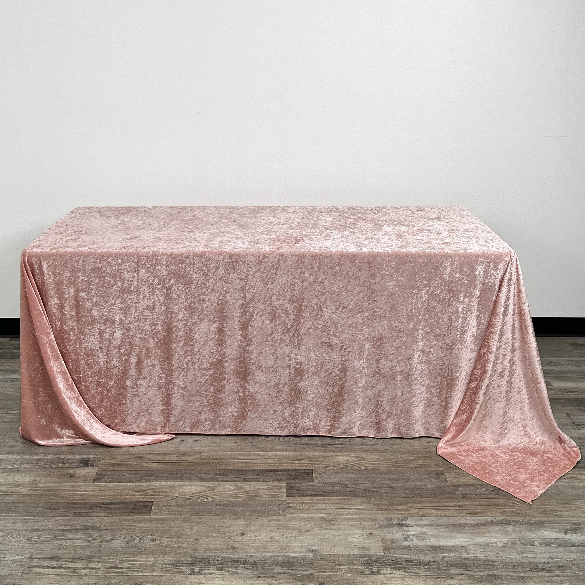 90 x 132 Inch Rectangular Crushed Velvet Tablecloth Blush front