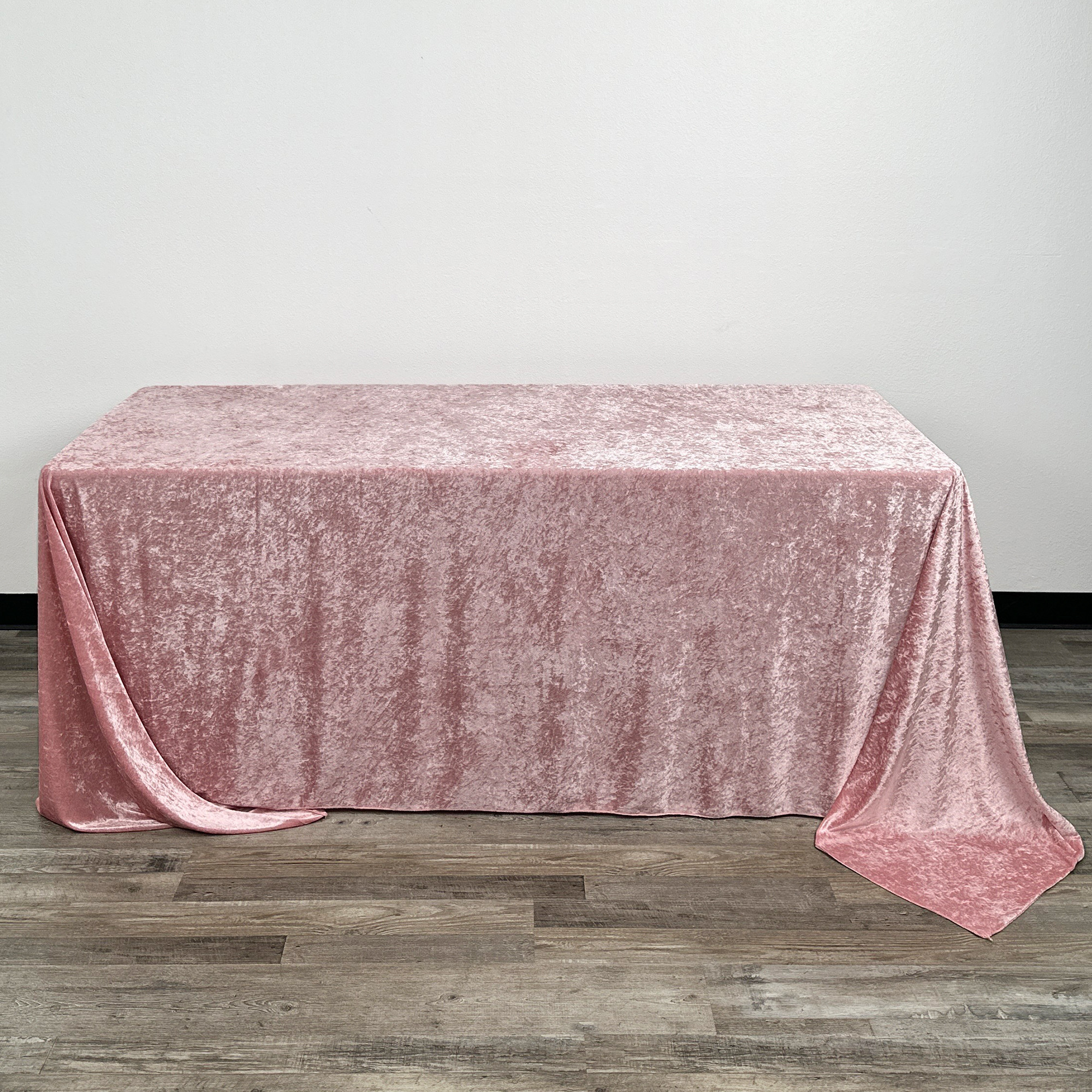 90 x 132 Inch Rectangular Crushed Velvet Tablecloth Dusty Rose front