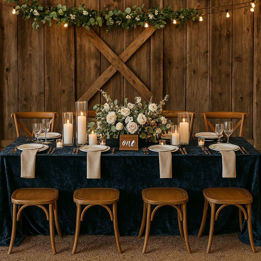 country style navy blue velvet tablecloths