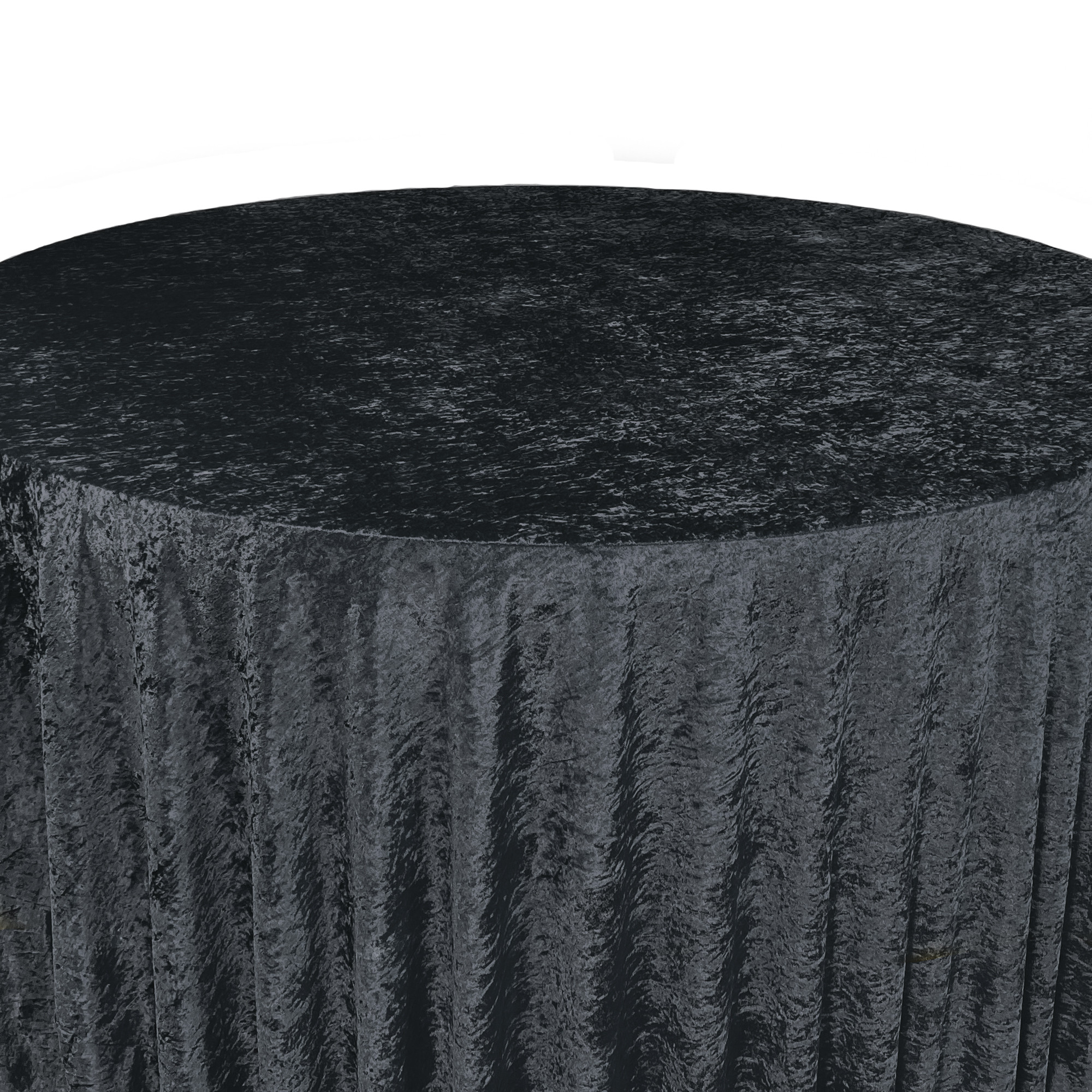 120 Inch Round Crushed Velvet Tablecloth Black Top
