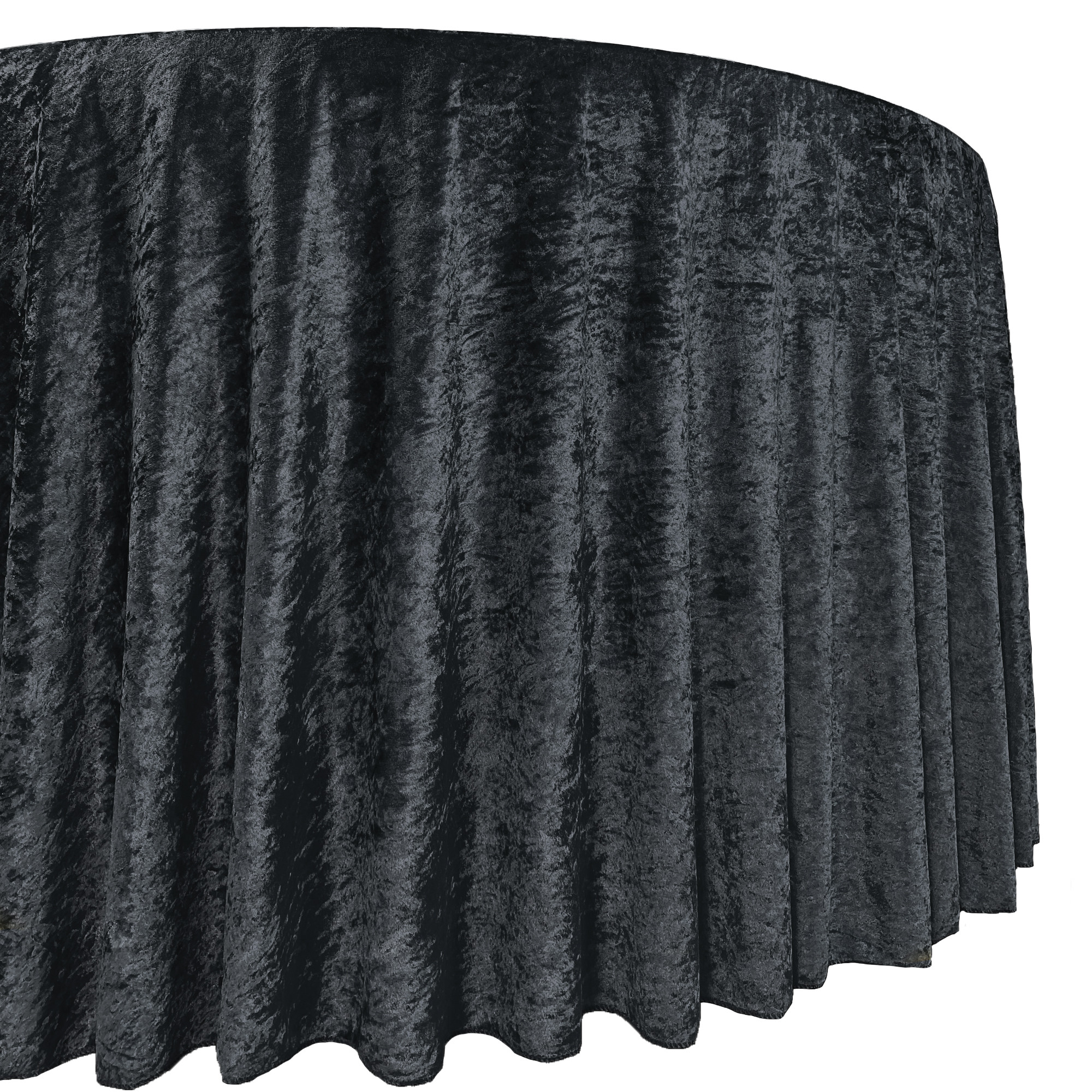 120 Inch Round Crushed Velvet Tablecloth Black Drape