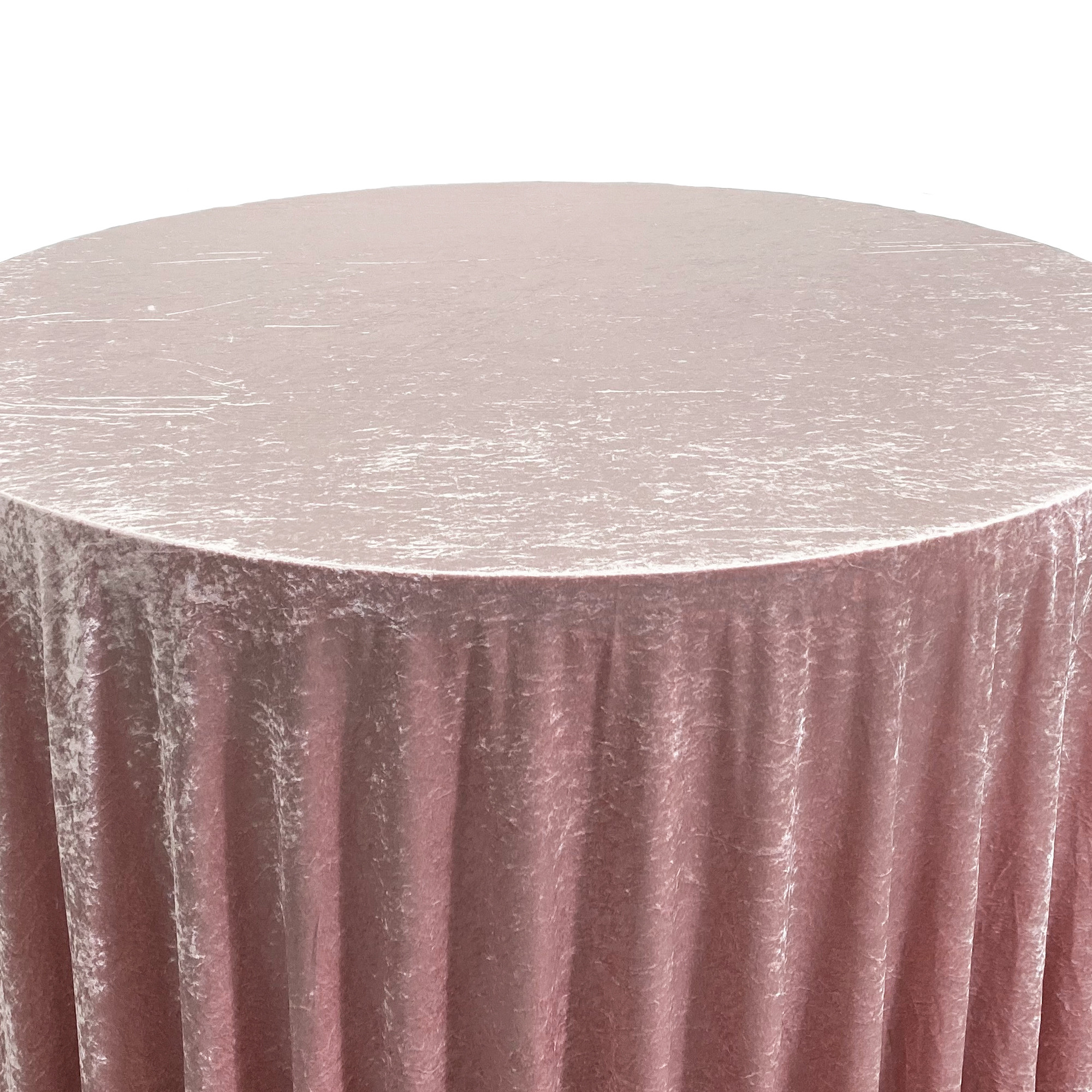 120 Inch Round Crushed Velvet Tablecloth Blush Top