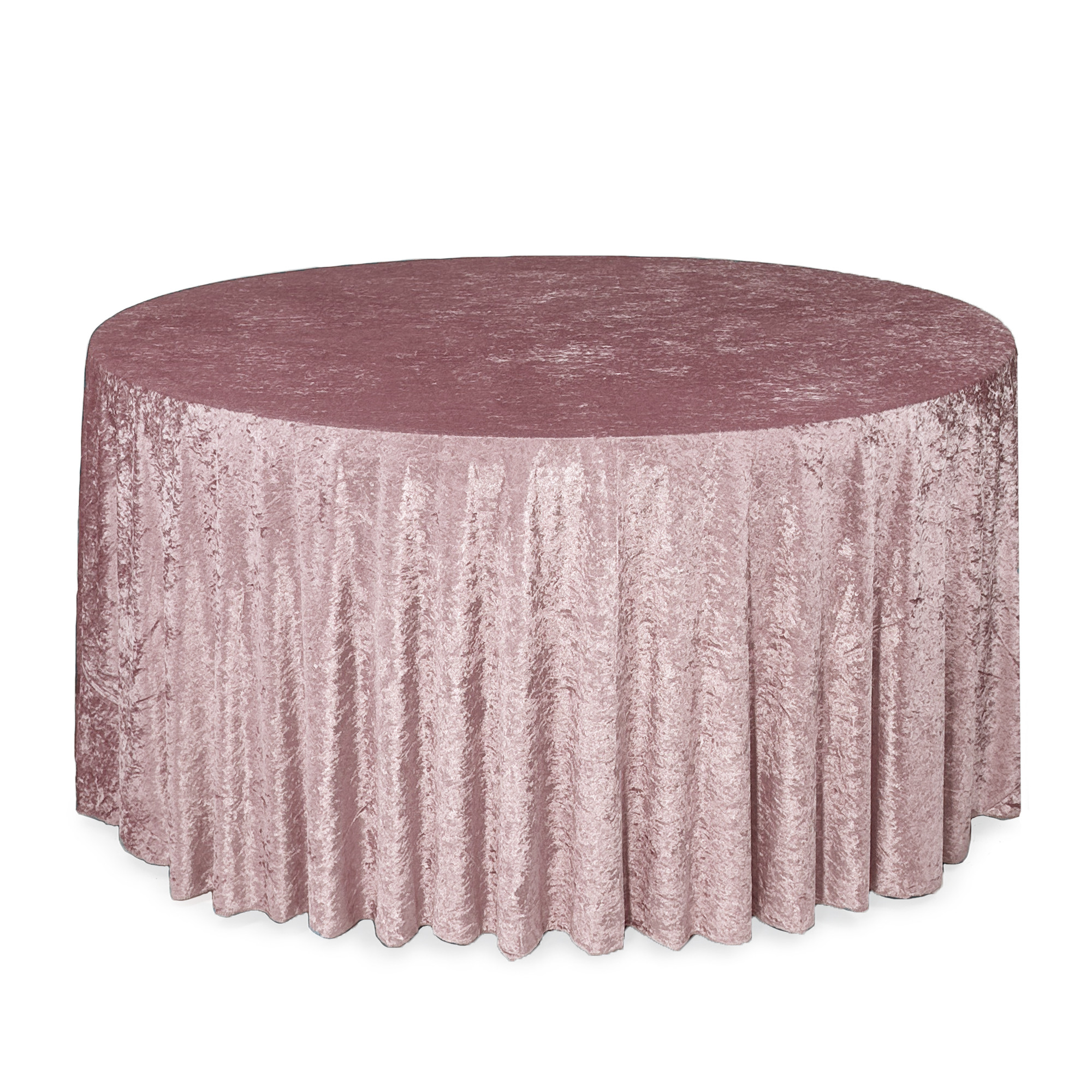 120 Inch Round Crushed Velvet Tablecloth Blush