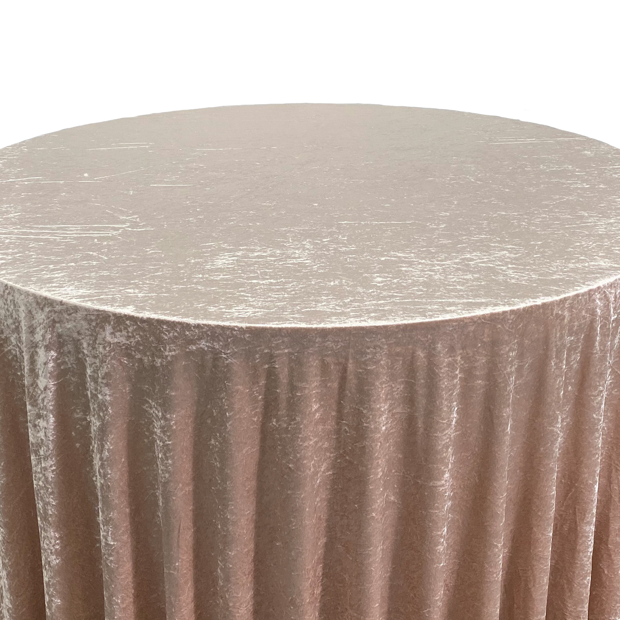 120 Inch Round Crushed Velvet Tablecloth Champagne Top