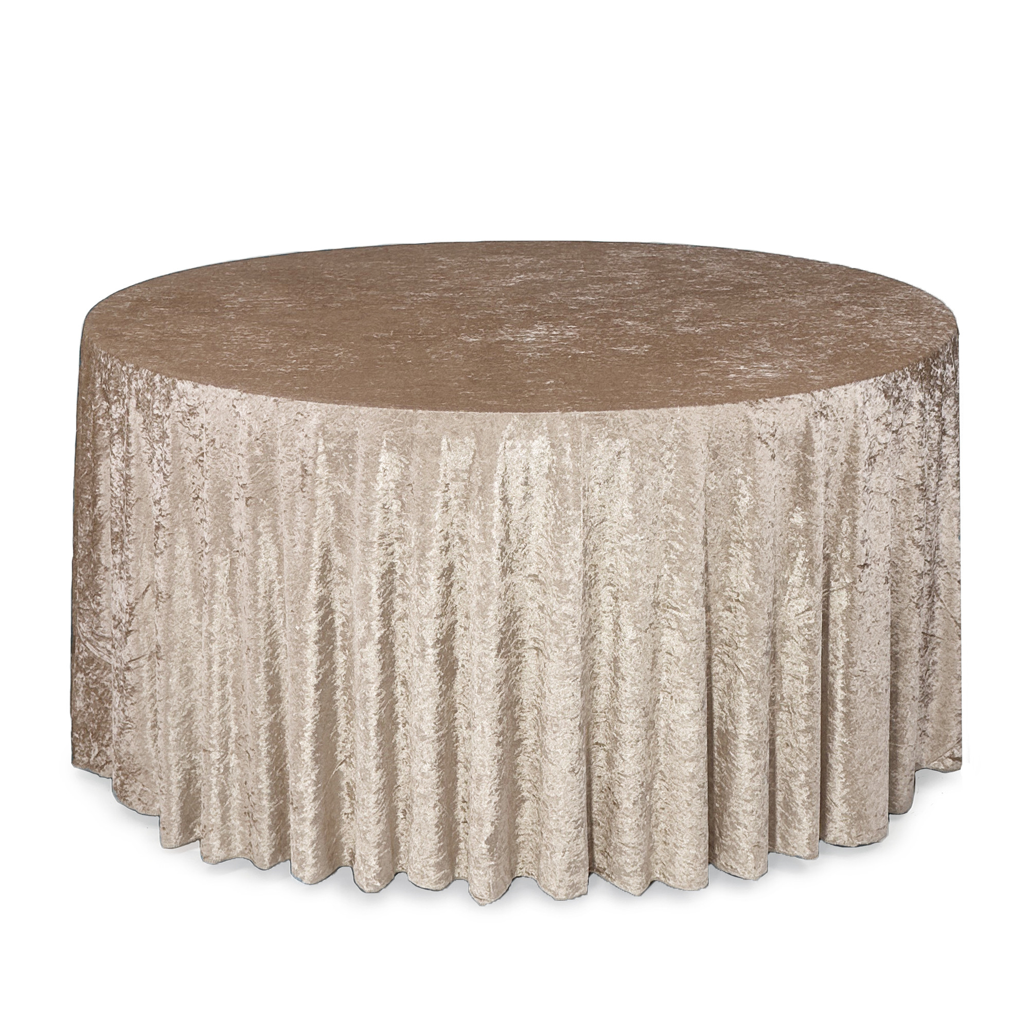 120 Inch Round Crushed Velvet Tablecloth Champagne