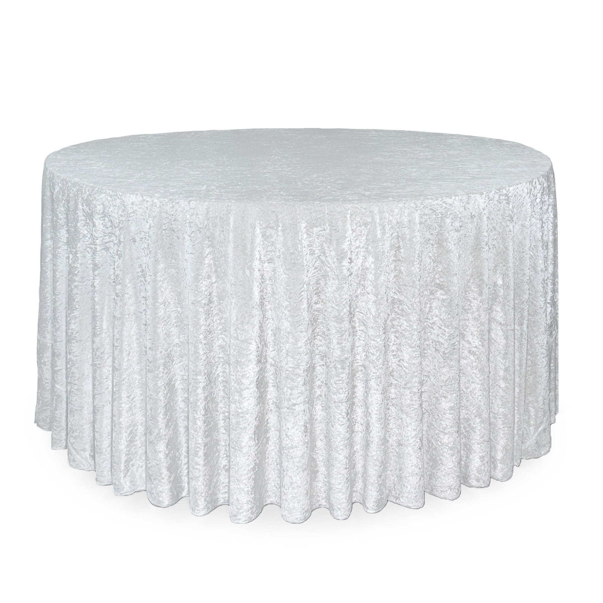 120 Inch Round Crushed Velvet Tablecloth White