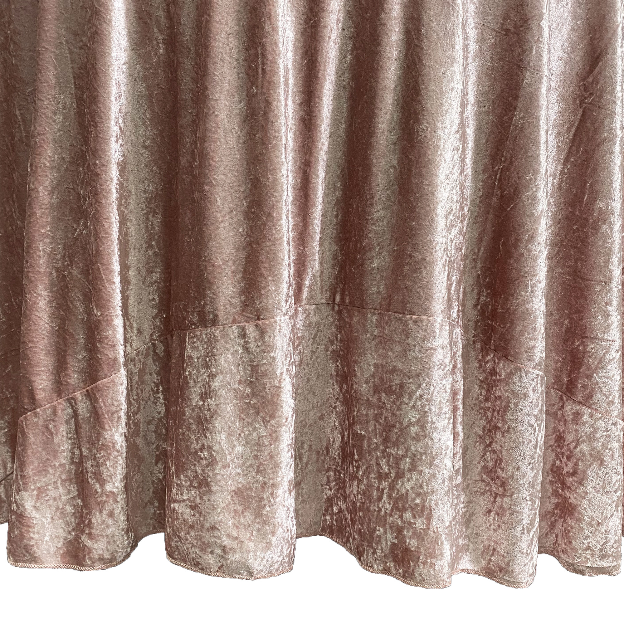 132 Inch Round Crushed Velvet Tablecloth Blush Seam