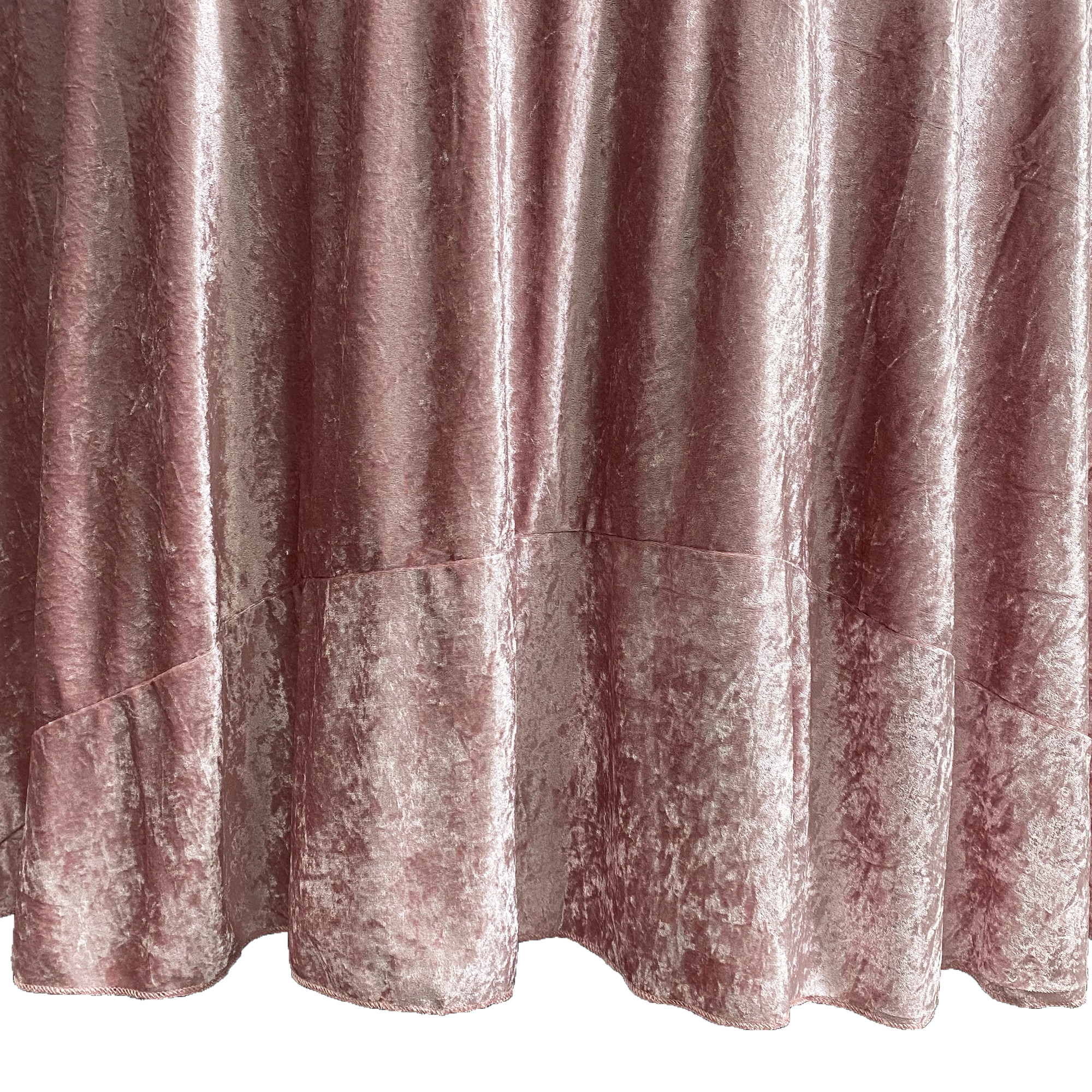 132 Inch Round Crushed Velvet Tablecloth Dusty Rose Seam