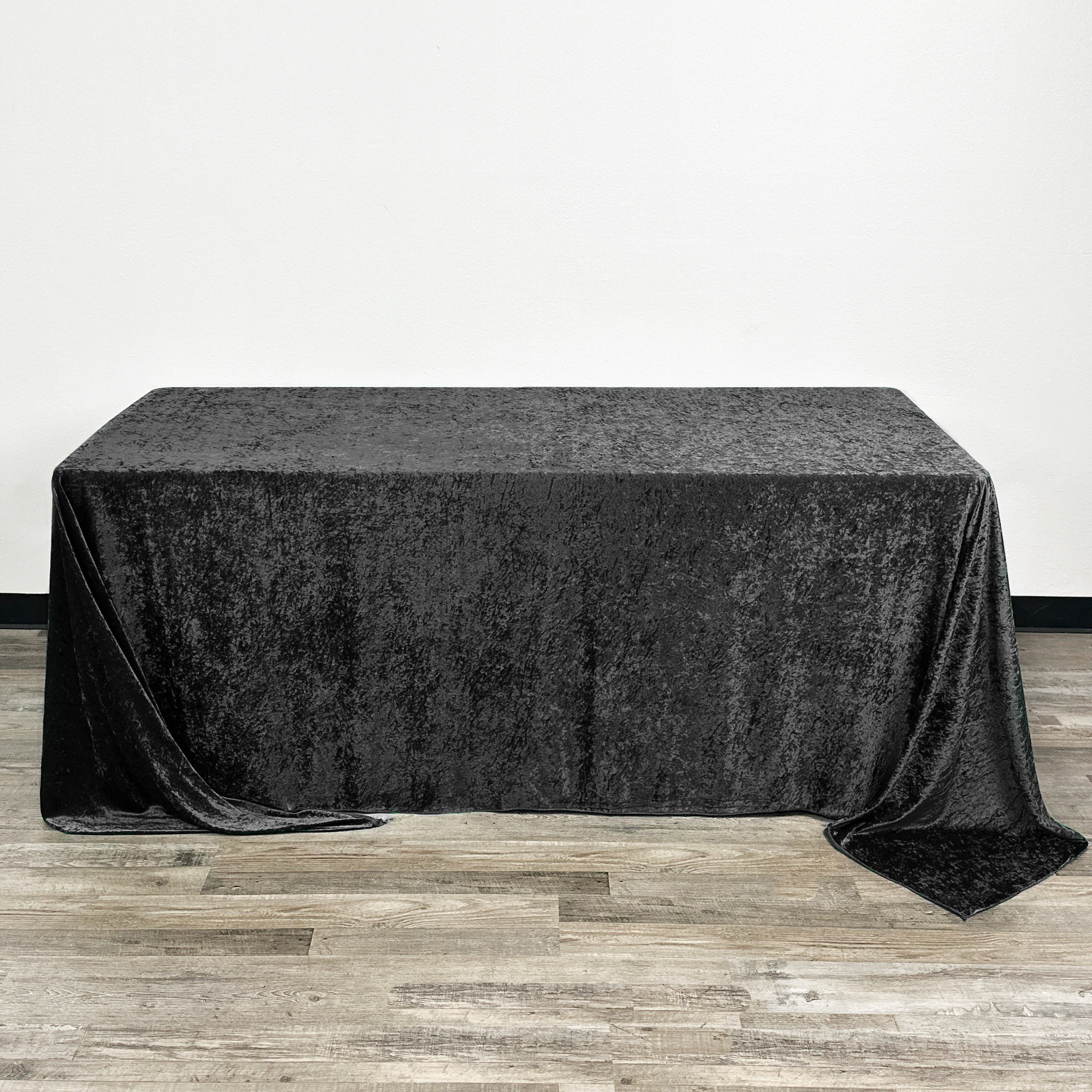 90 x 156 Inch Rectangular Crushed Velvet Tablecloth Black front