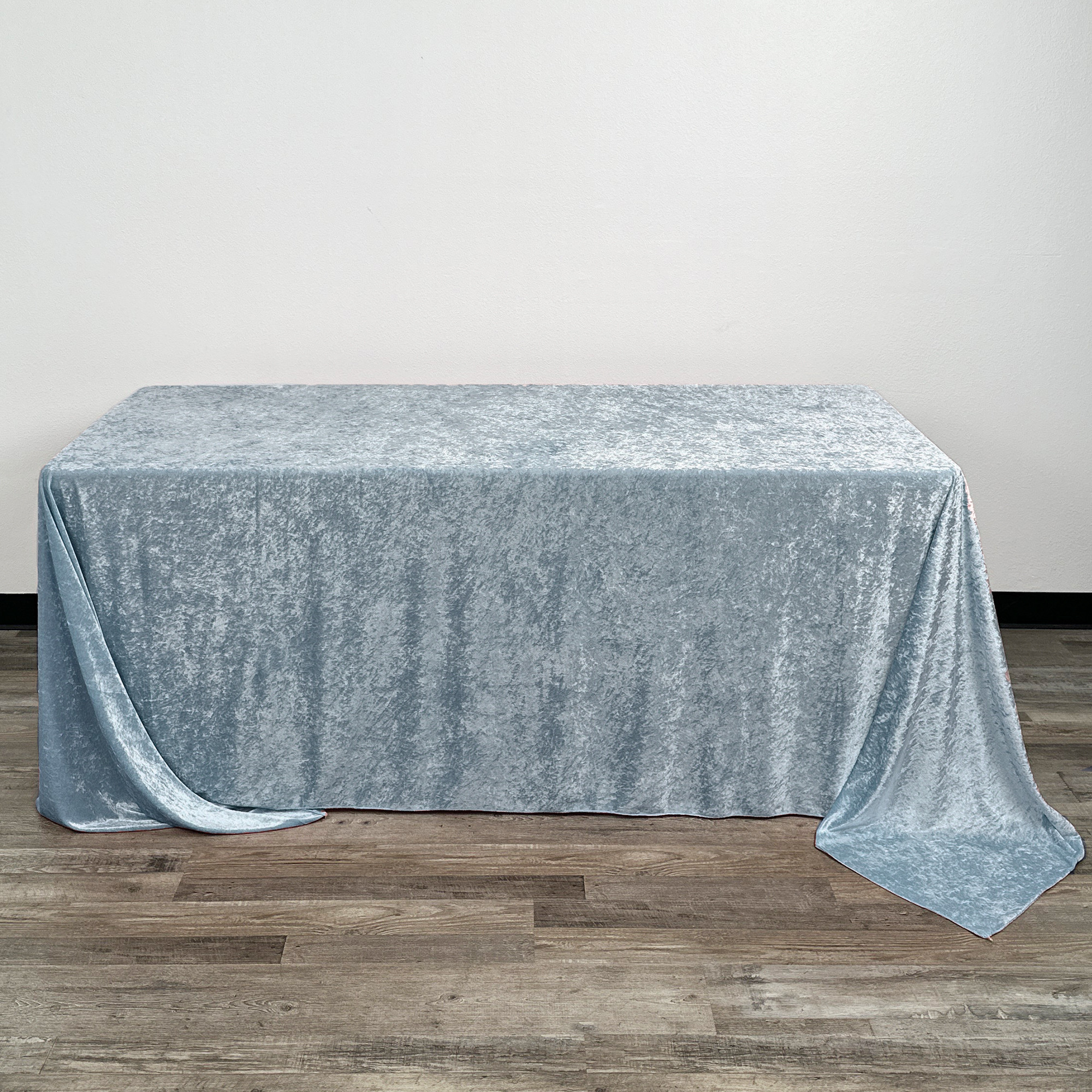 90 x 156 Inch Rectangular Crushed Velvet Tablecloth Dusty Blue front