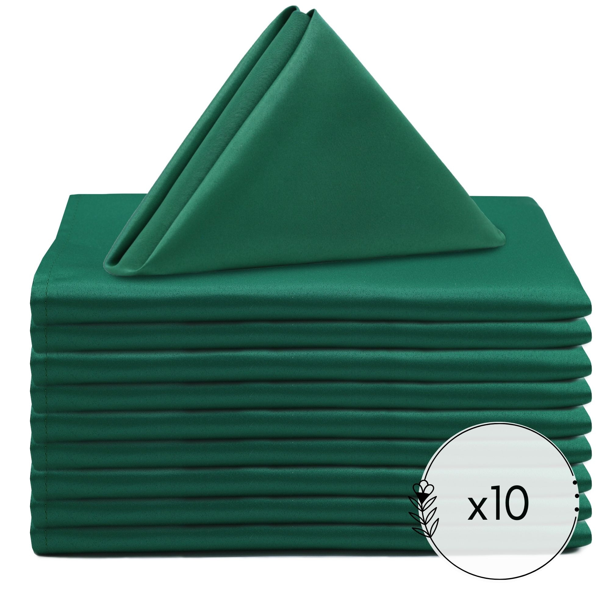 10 Pack 20 Inch L'amour Satin Napkins Emerald Green