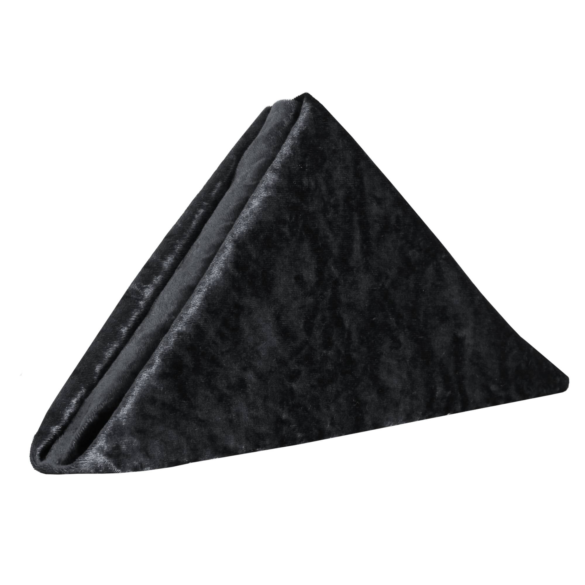 10 Pack 20 Inch Crushed Velvet Cloth Napkins Black