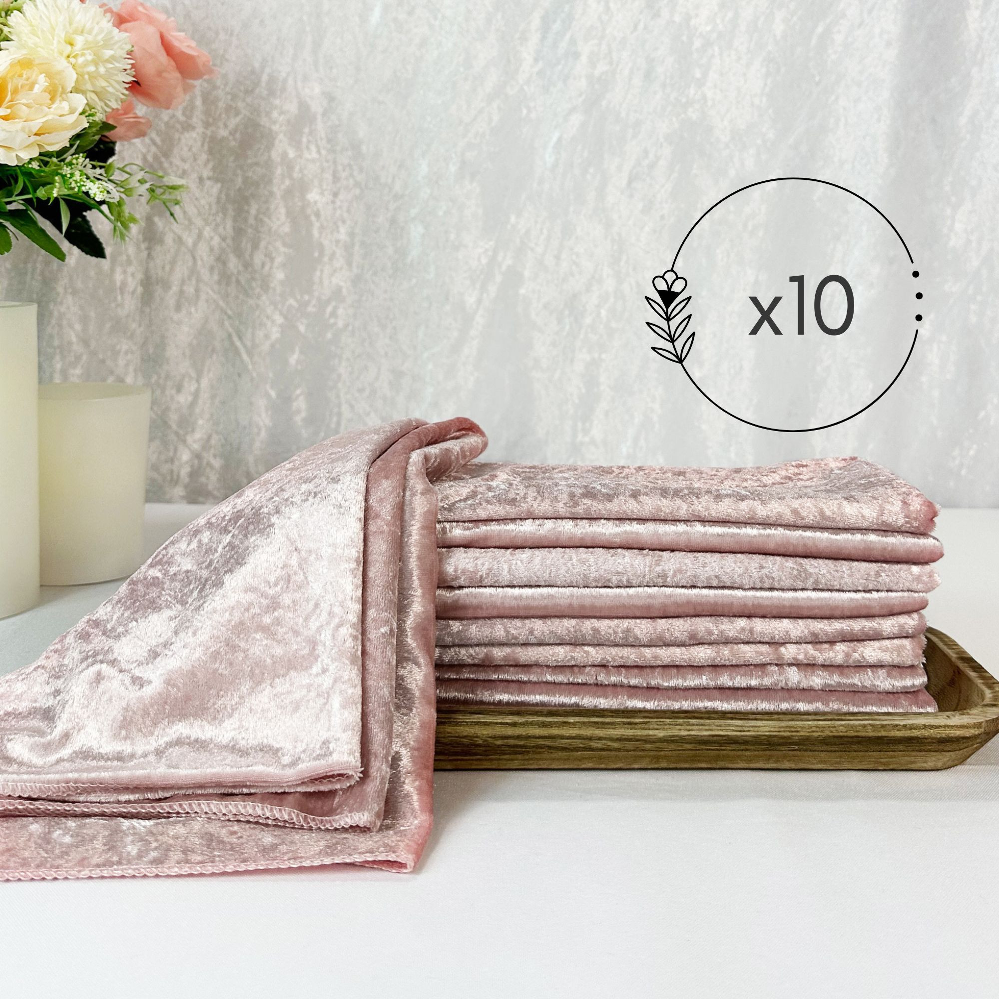 10 Pack 20 Inch Crushed Velvet Cloth Napkins Blush pack of 10