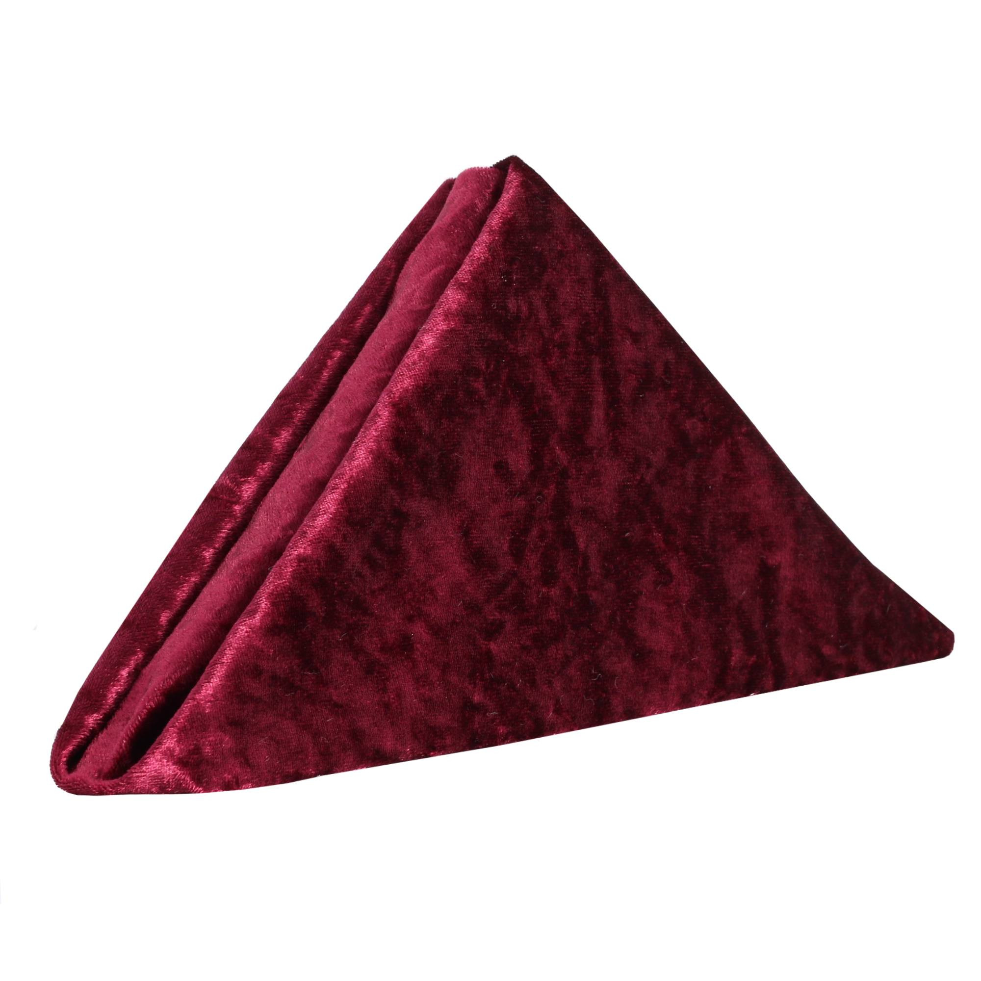 10 Pack 20 Inch Crushed Velvet Cloth Napkins Burgundy