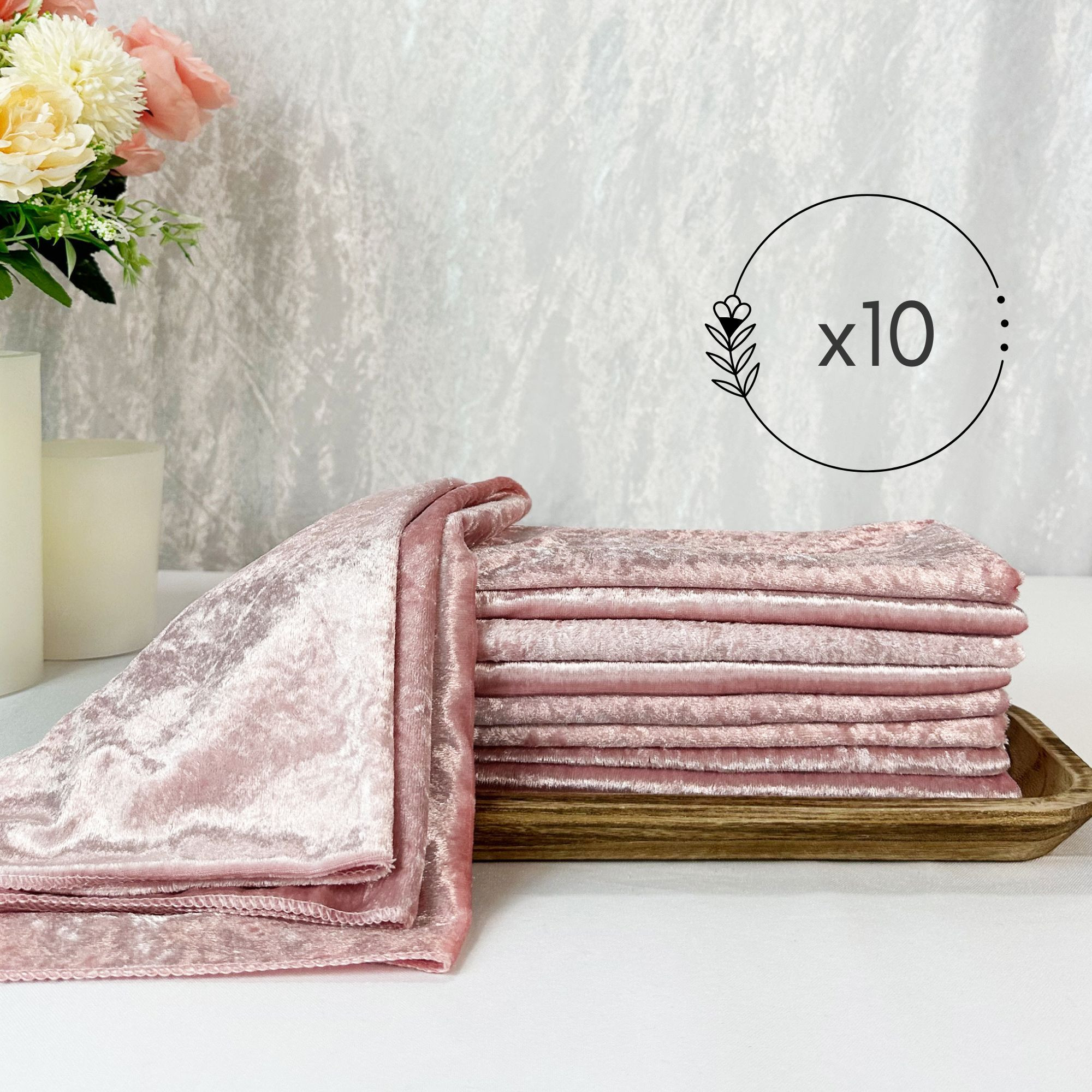 10 Pack 20 Inch Crushed Velvet Cloth Napkins Dusty Rose pack of 10