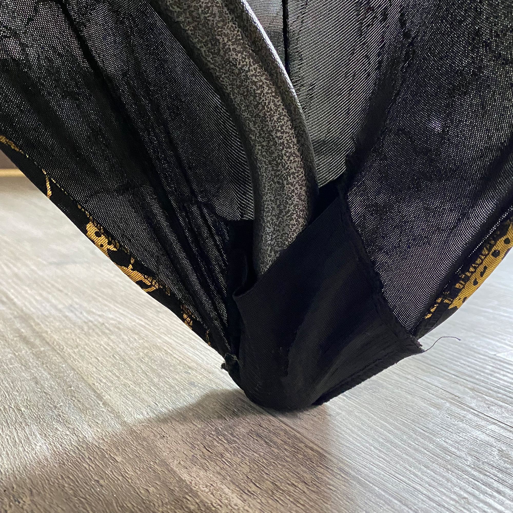 Stretch Spandex 8 ft Rectangular Black Table Cover With Gold Marbling Pocket Inside